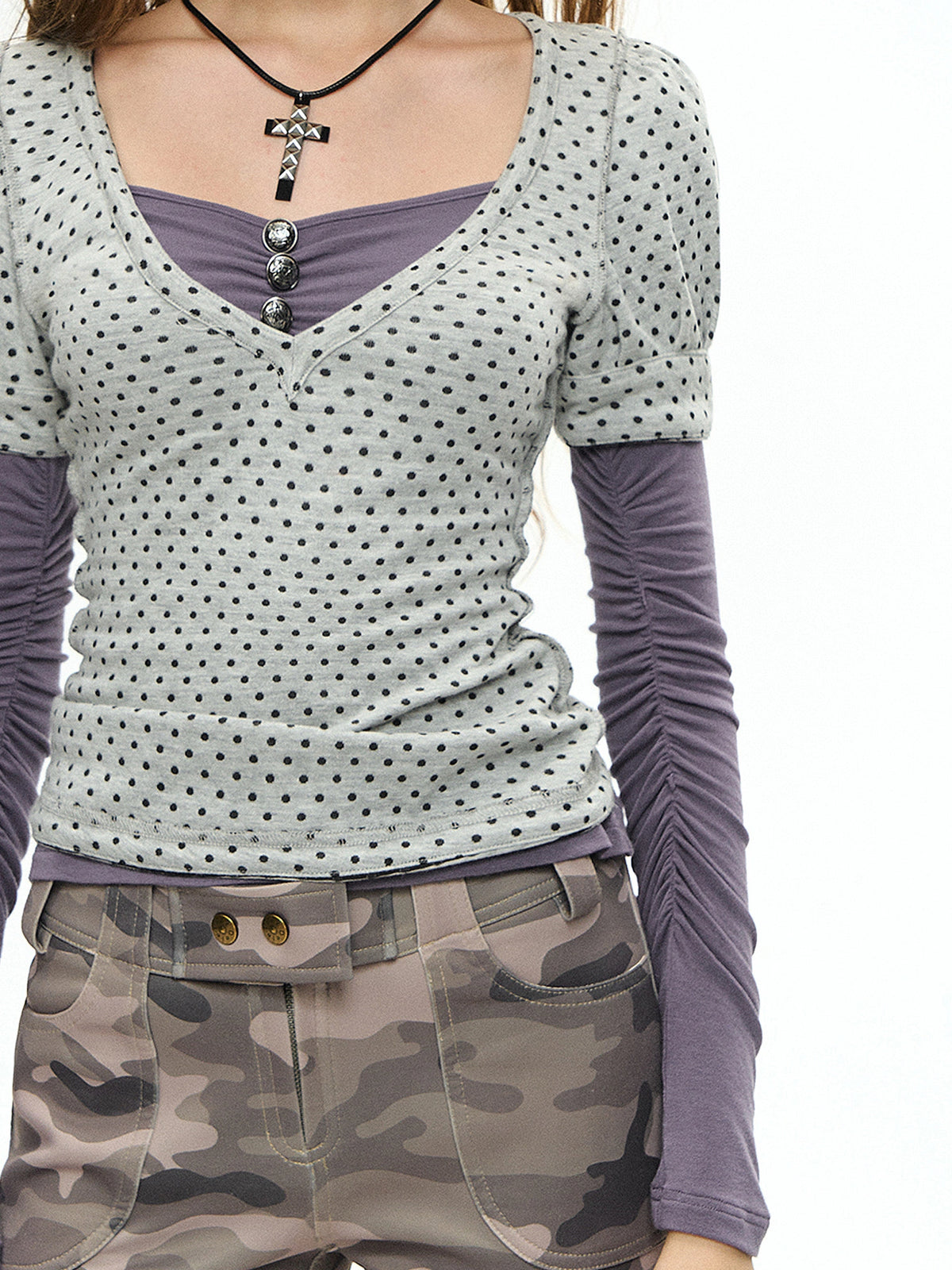 Deleteex 2000s Purple Long Sleeve Layered Top | Canton Collective