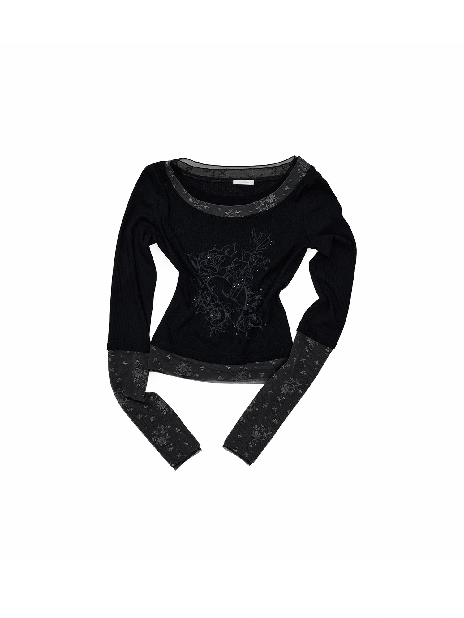1Jinn Studio American Vintage Layered Lace Sleeve Top | Canton Collective