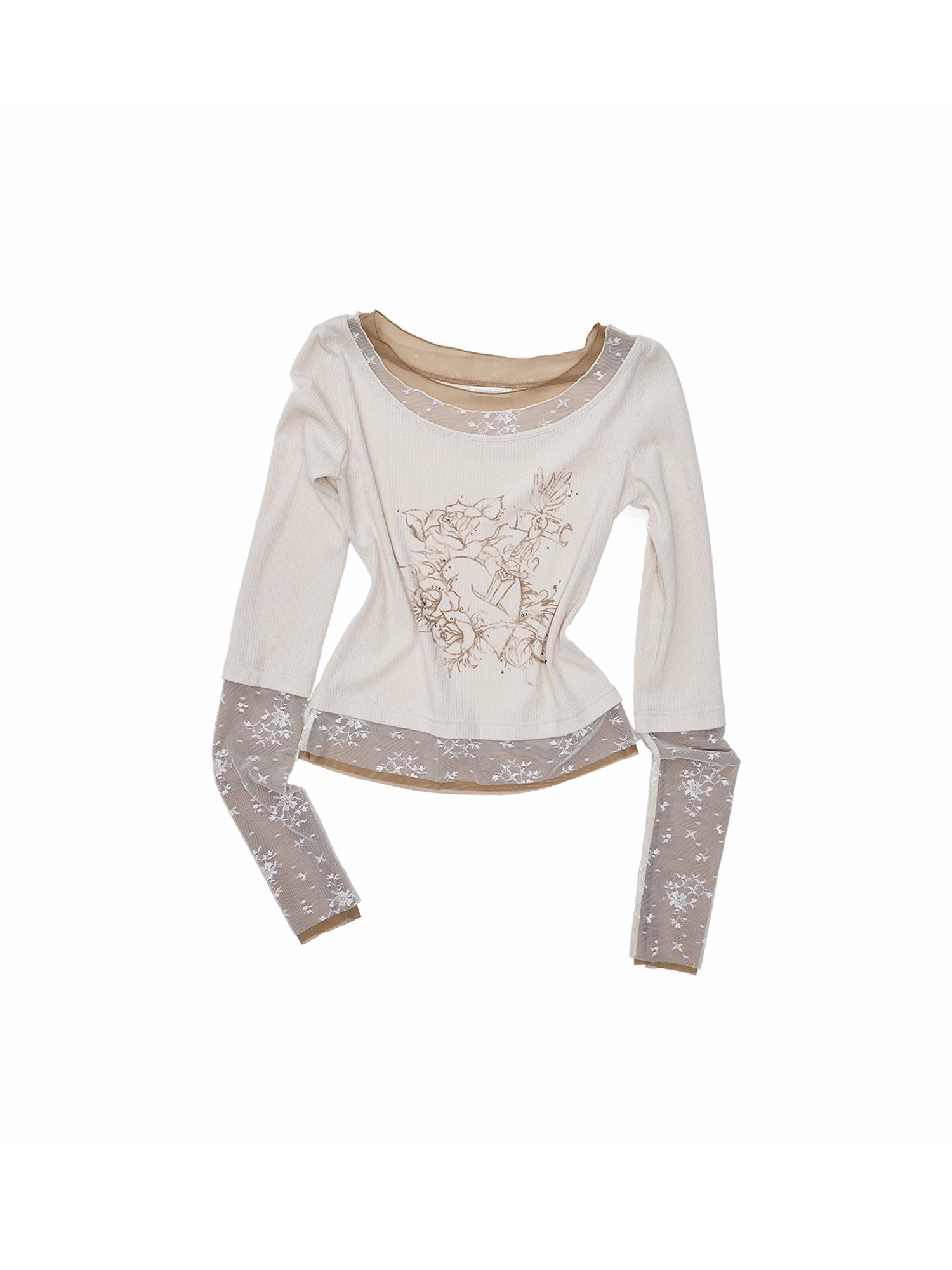 1Jinn Studio American Vintage Layered Lace Sleeve Top | Canton Collective