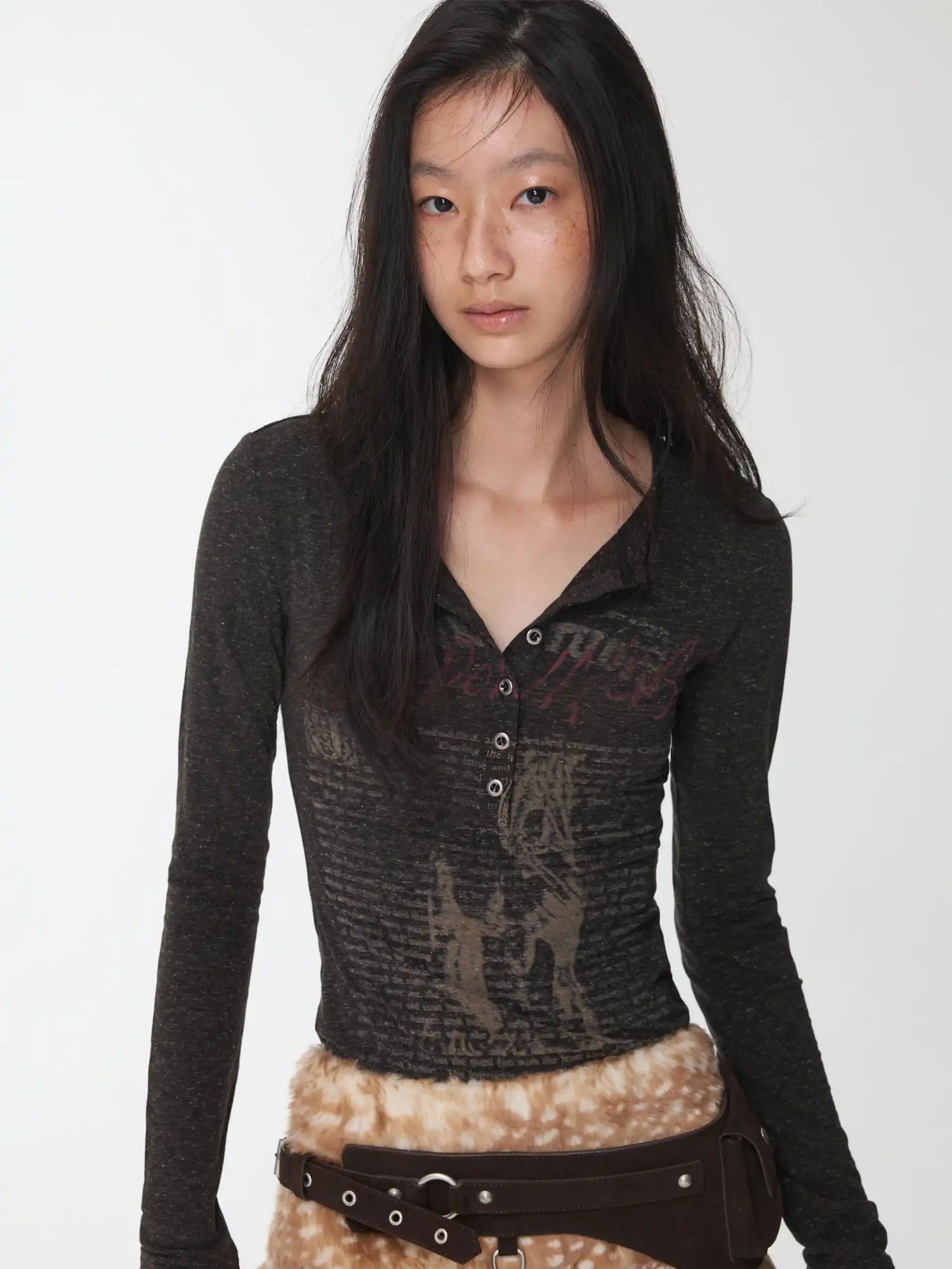 1Jinn Studio Animal Print Henley Top | Canton Collective