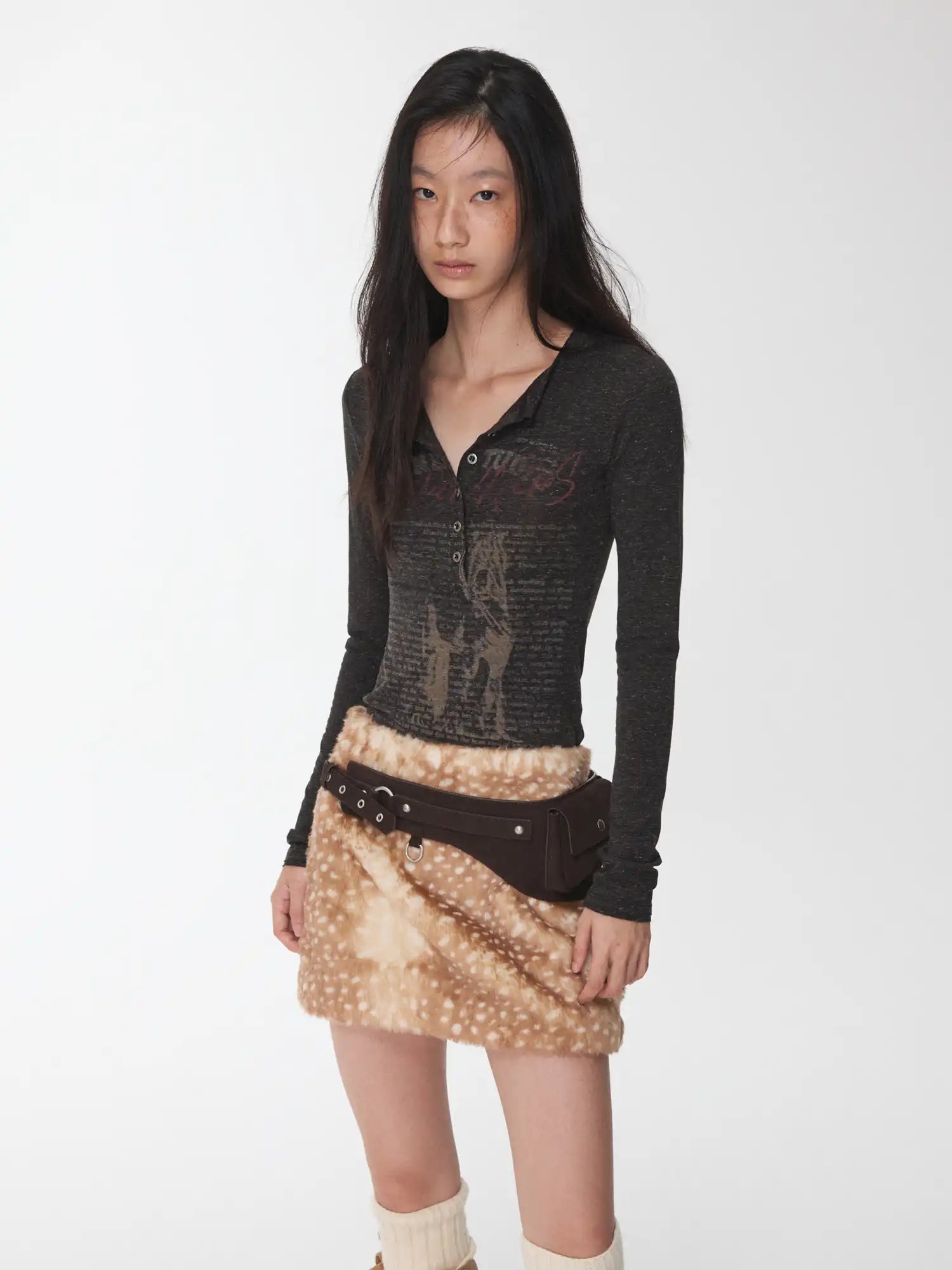 1Jinn Studio Animal Print Henley Top | Canton Collective