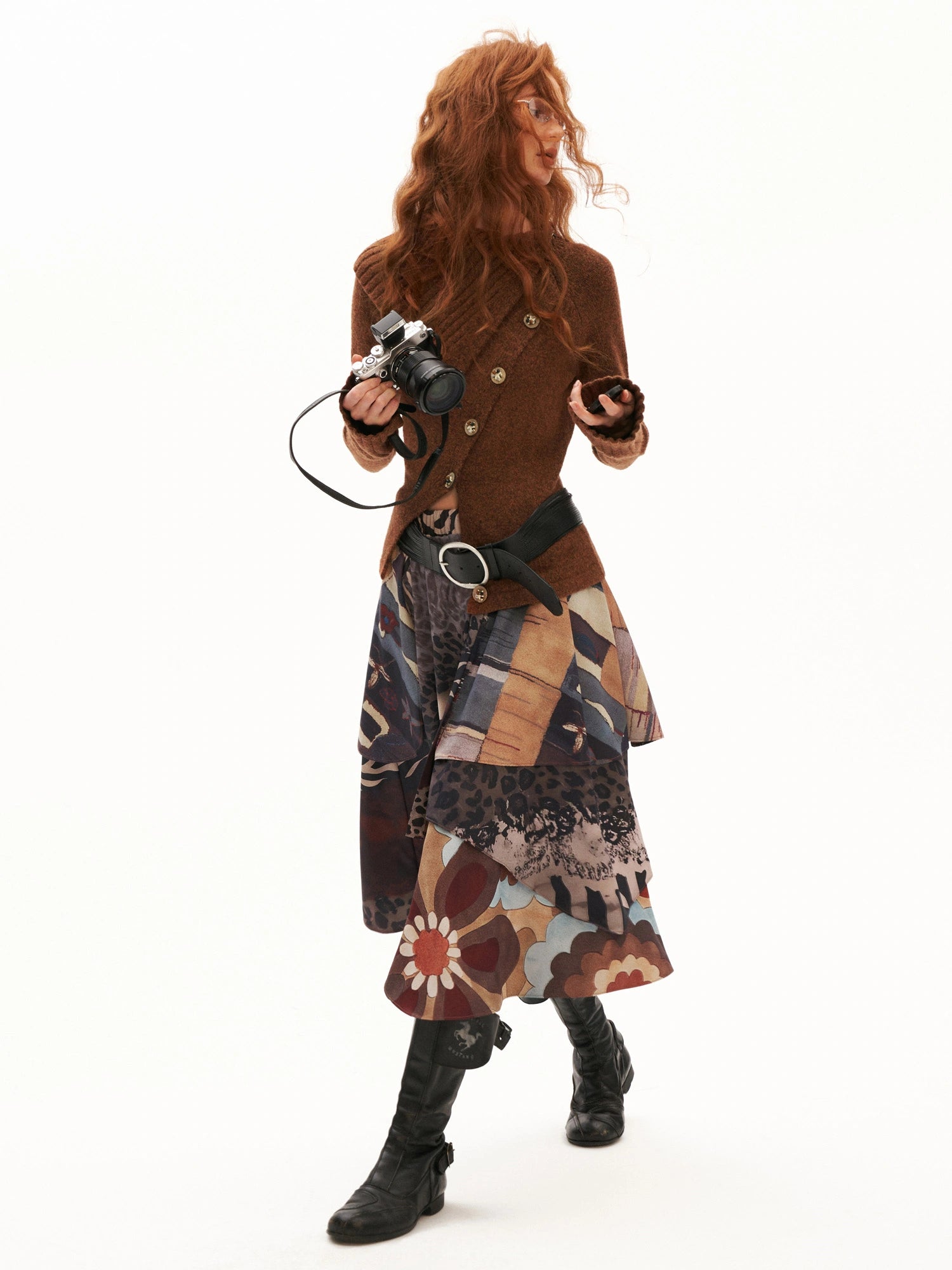 MAMC Asymmetric Button Fold Over Knit Cardigan | Canton Collective