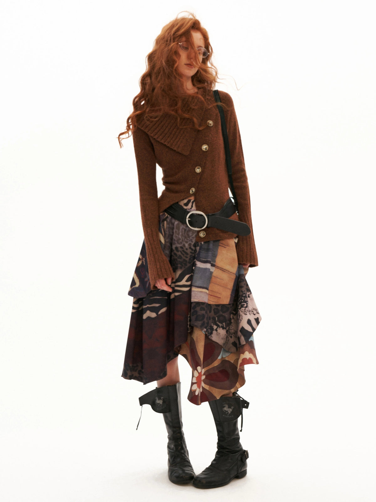 MAMC Asymmetric Button Fold Over Knit Cardigan | Canton Collective