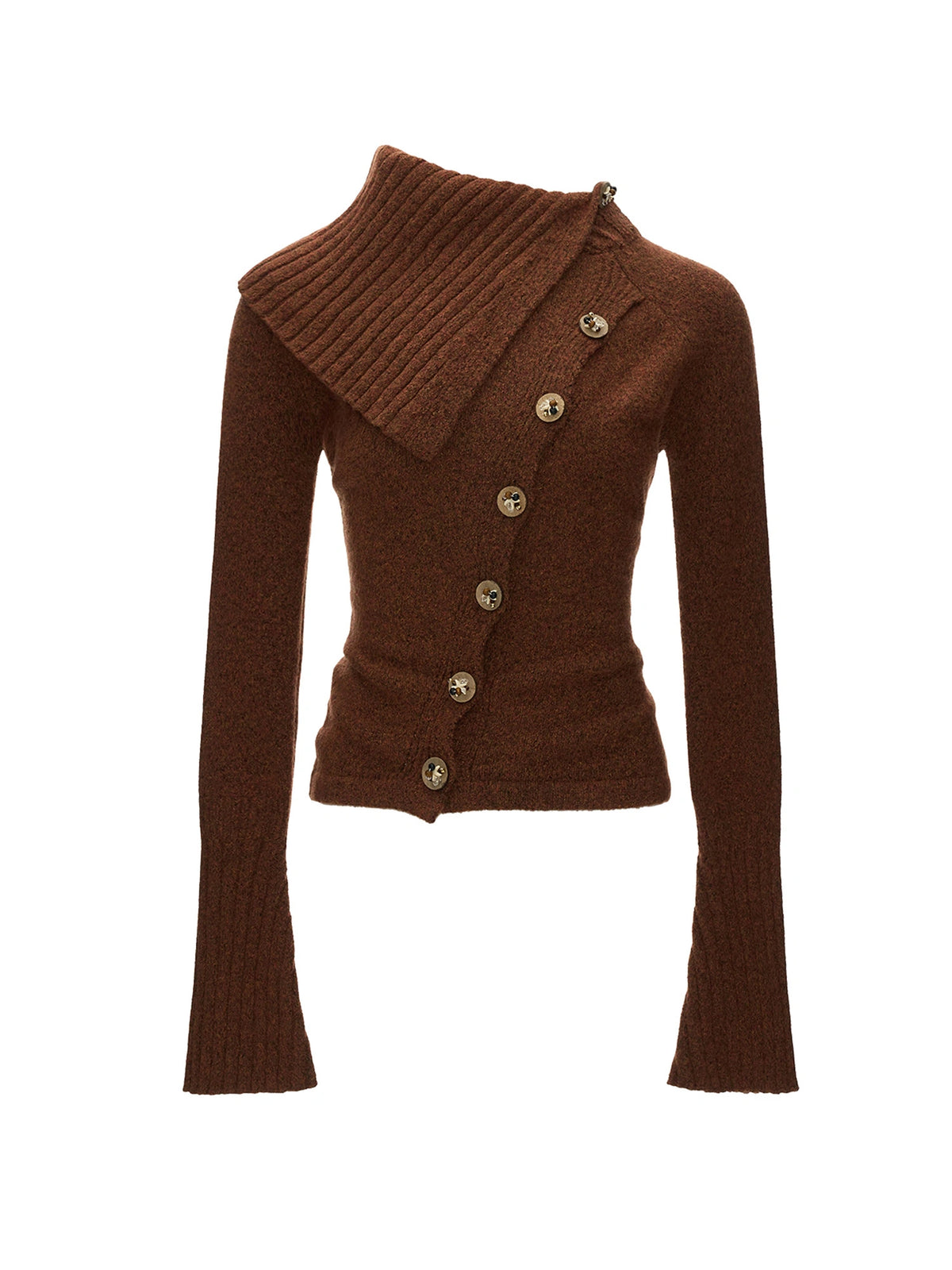 MAMC Asymmetric Button Fold Over Knit Cardigan | Canton Collective