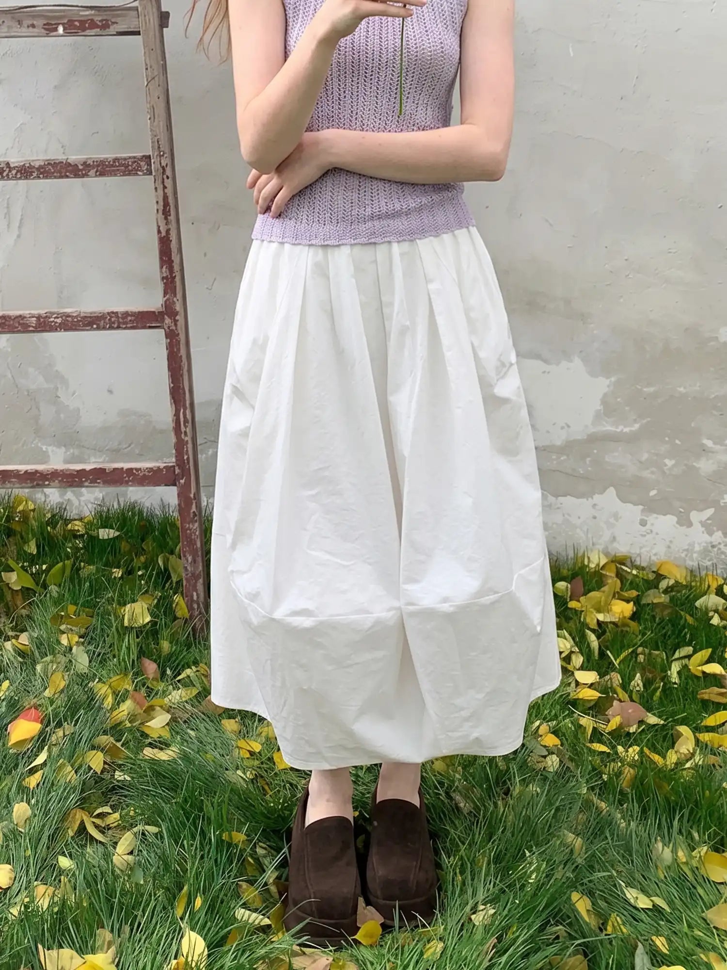 CantonCollective Design Asymmetric Hem Midi Bubble Skirt | Canton Collective