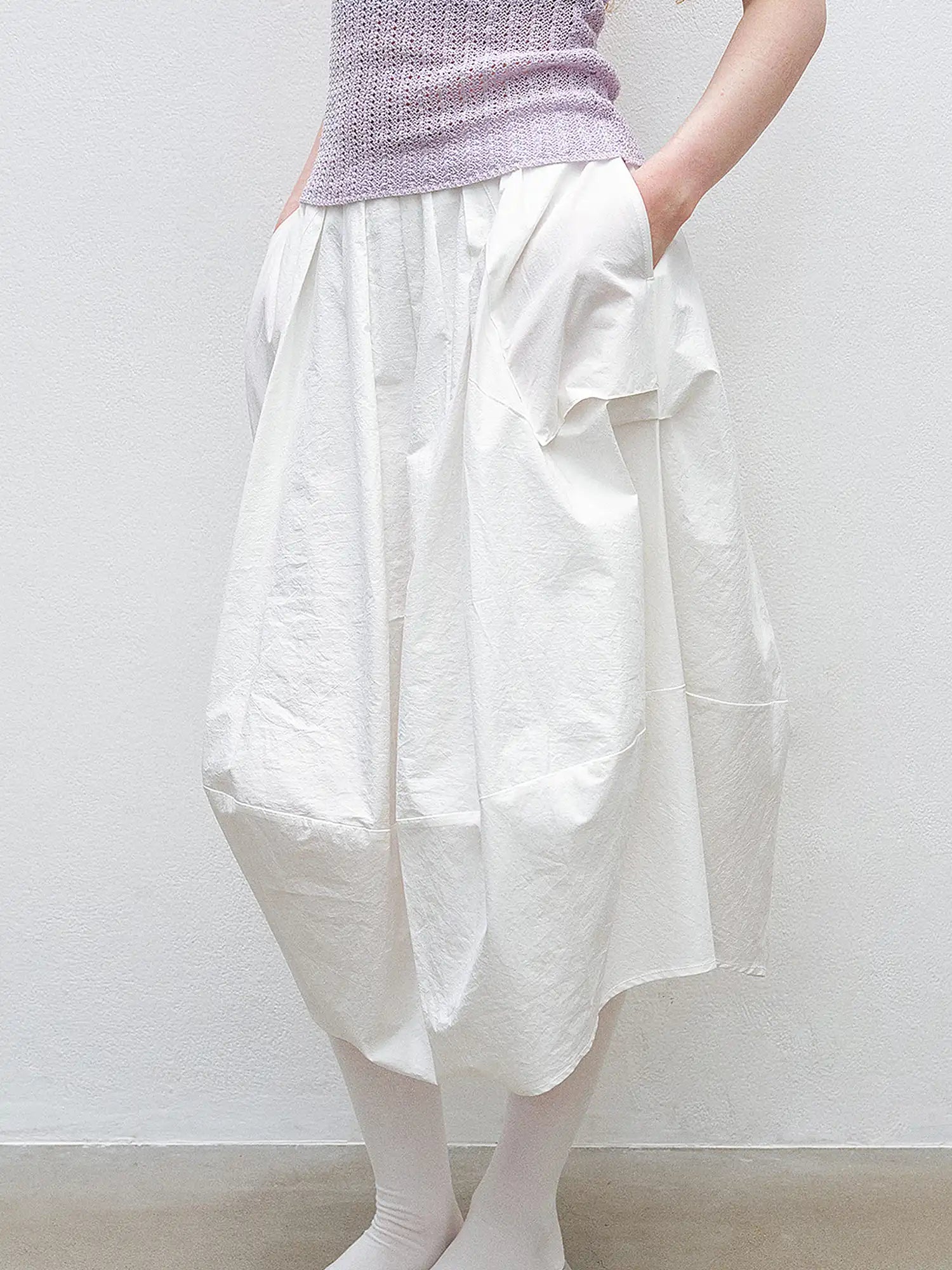 CantonCollective Design Asymmetric Hem Midi Bubble Skirt | Canton Collective