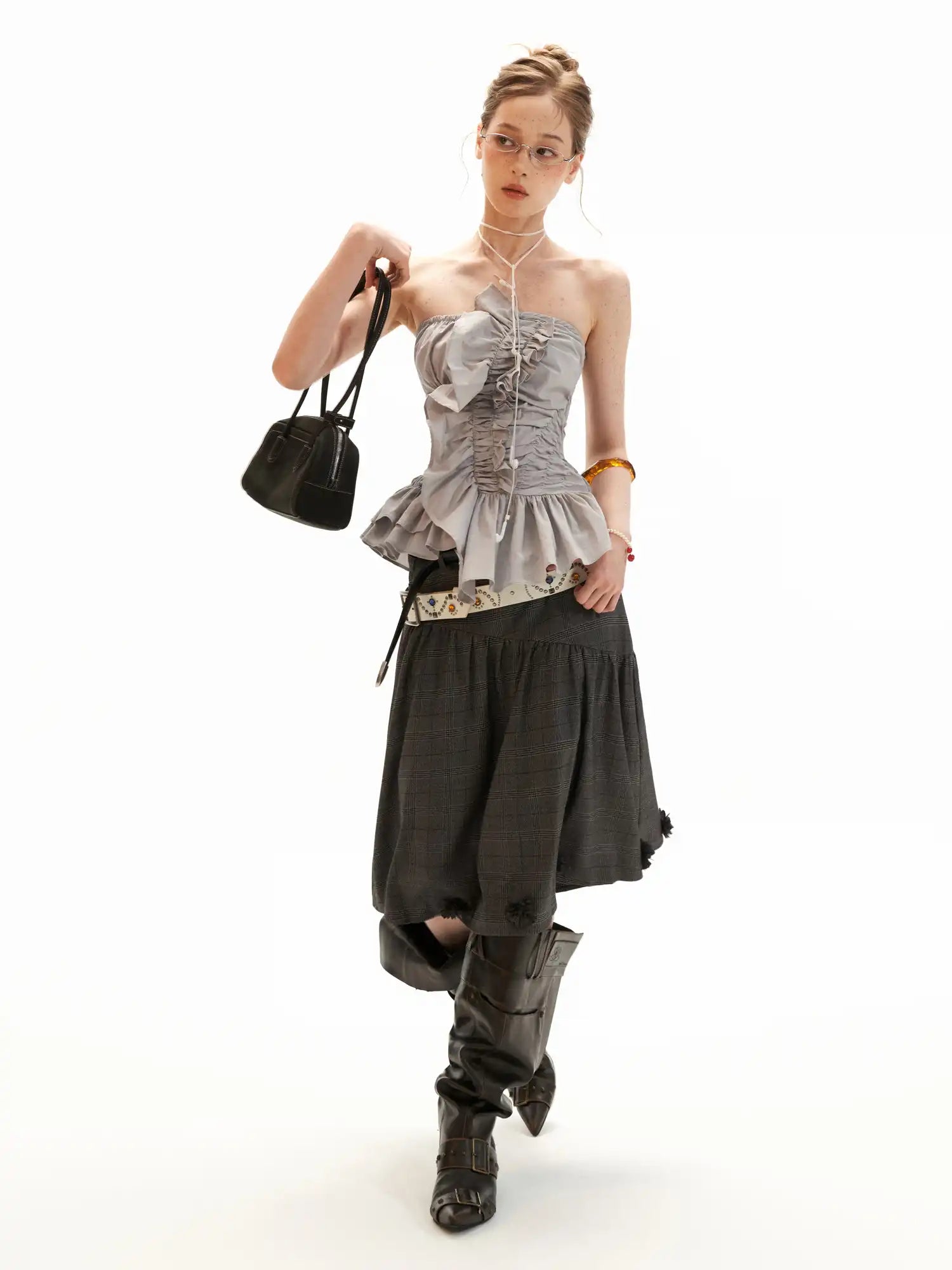 MAMC Asymmetric Ruched Strapless Bustier Top | Canton Collective