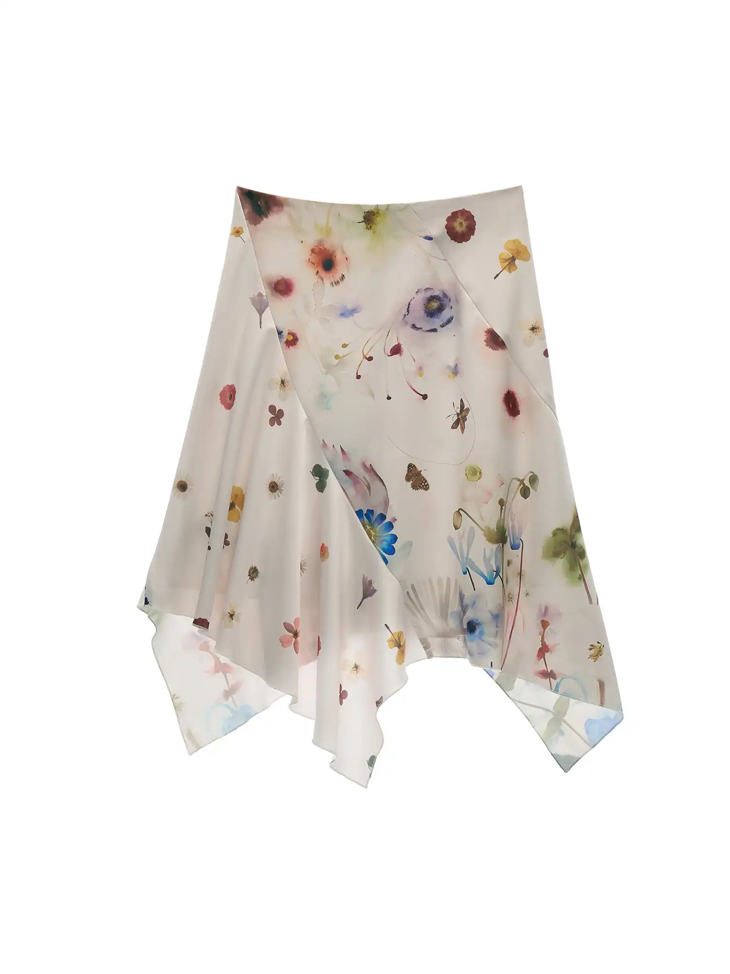 MAMC Asymmetric Satin Floral Midi Skirt | Canton Collective