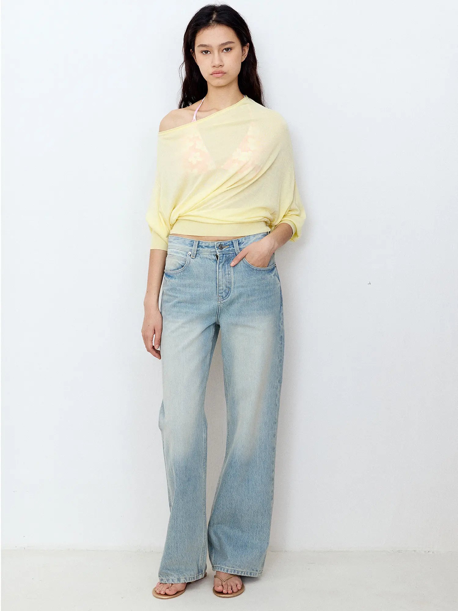 FIRST FLOOR Asymmetric Sheer Knit Top | Canton Collective
