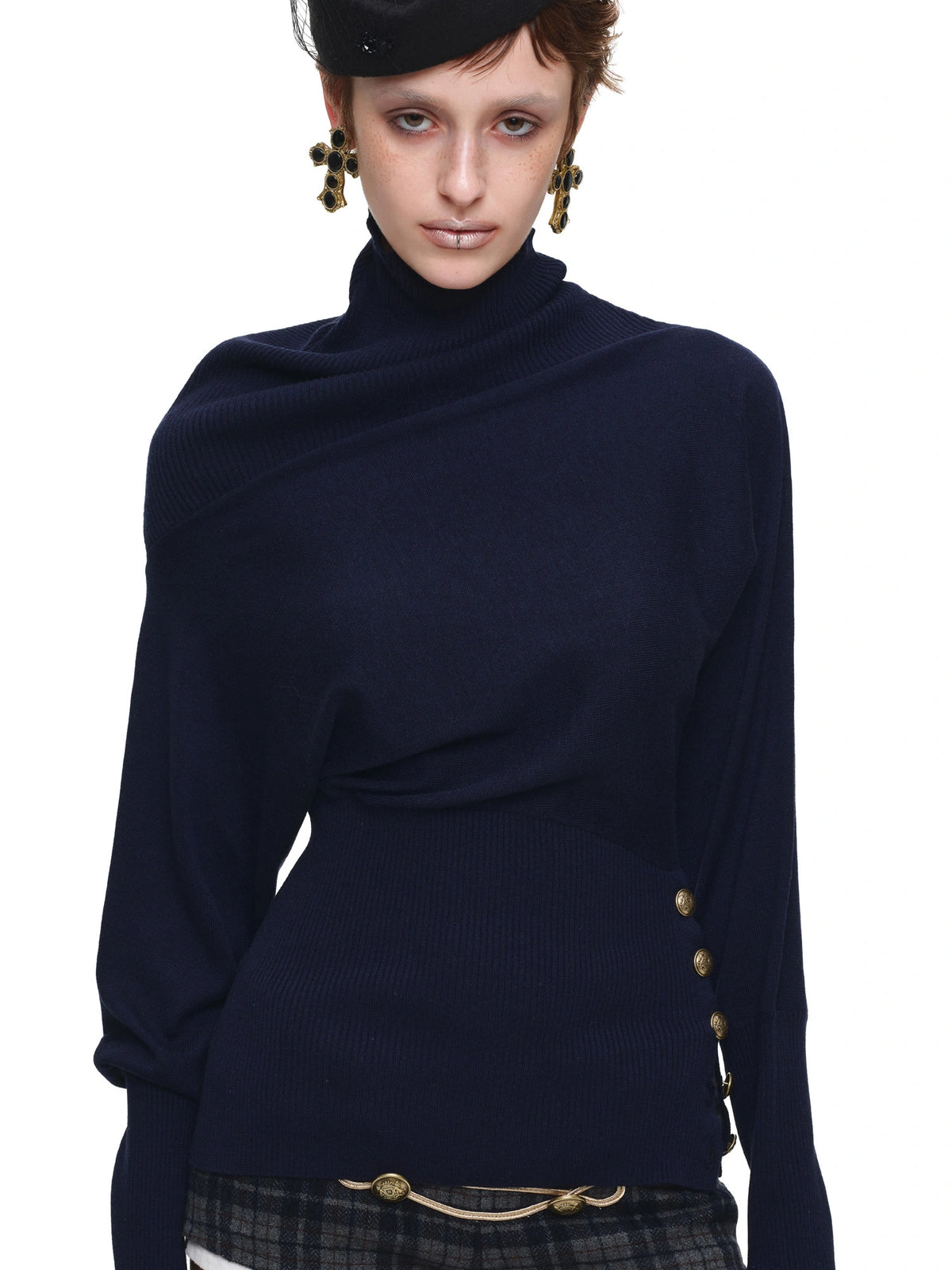 1Jinn Studio Asymmetric Turtleneck Knit Long Sleeve Top | Canton Collective