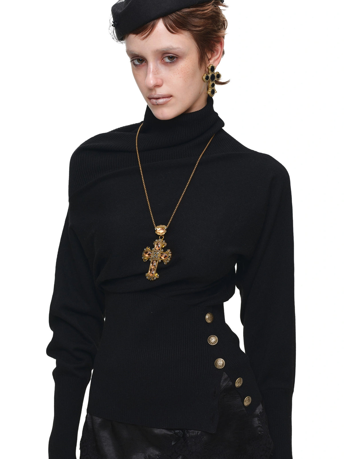 1Jinn Studio Asymmetric Turtleneck Knit Long Sleeve Top | Canton Collective