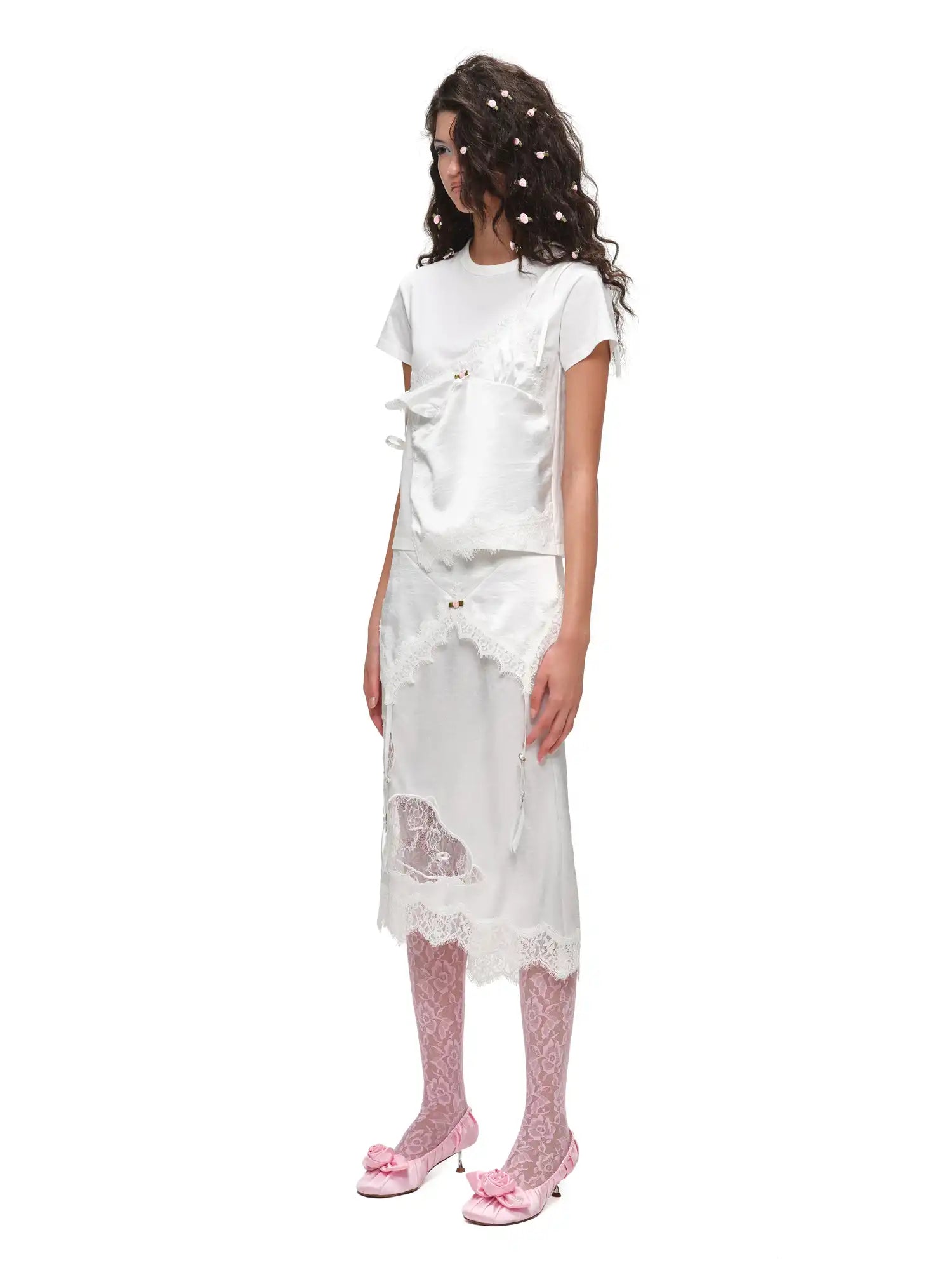 1Jinn Studio Asymmetrical Satin Lace Top | Canton Collective