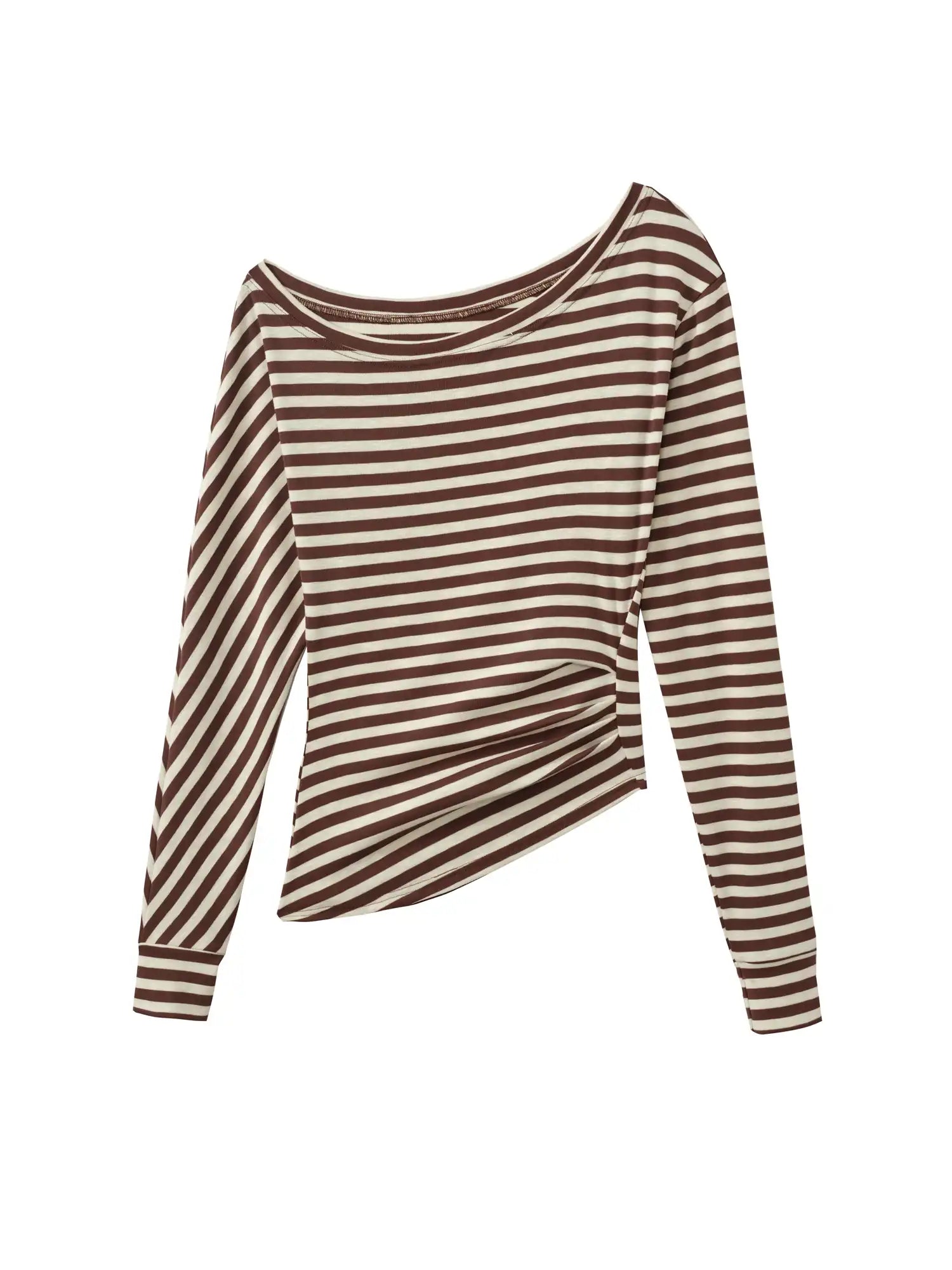 Deleteex Asymmetrical Striped Ruched Long Sleeve Top | Canton Collective