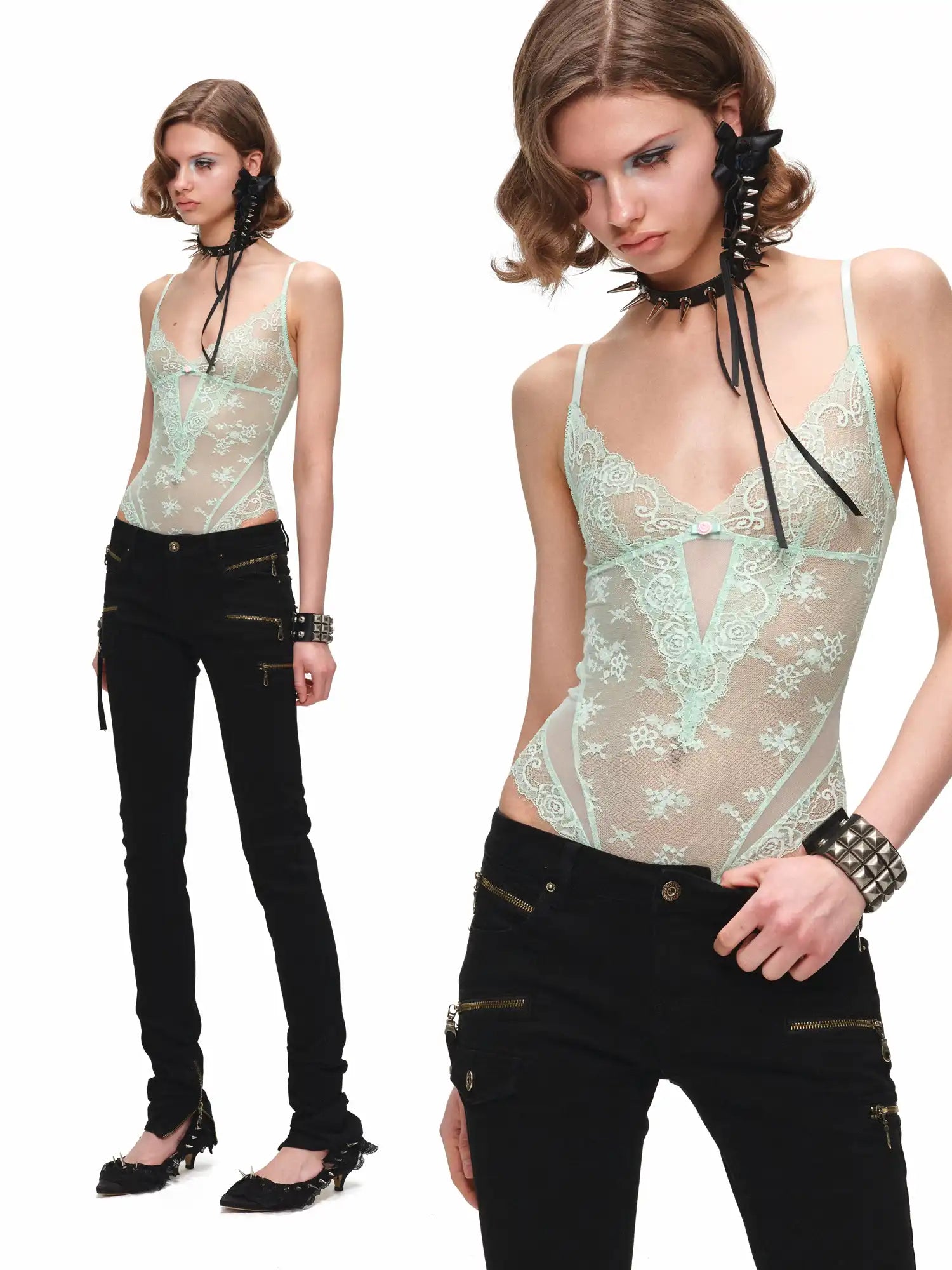 1Jinn Studio Balletcore Aesthetic Lace Bodysuit Top | Canton Collective