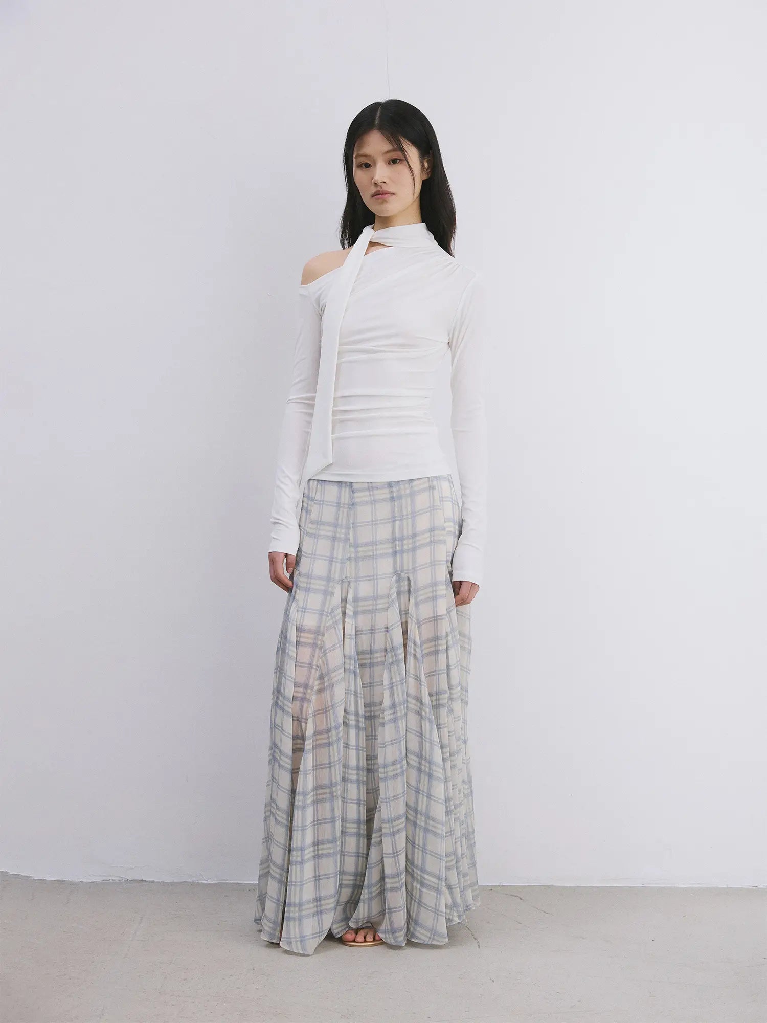 First Floor Balletcore Plaid Sheer Midi Skirt | Canton Collective