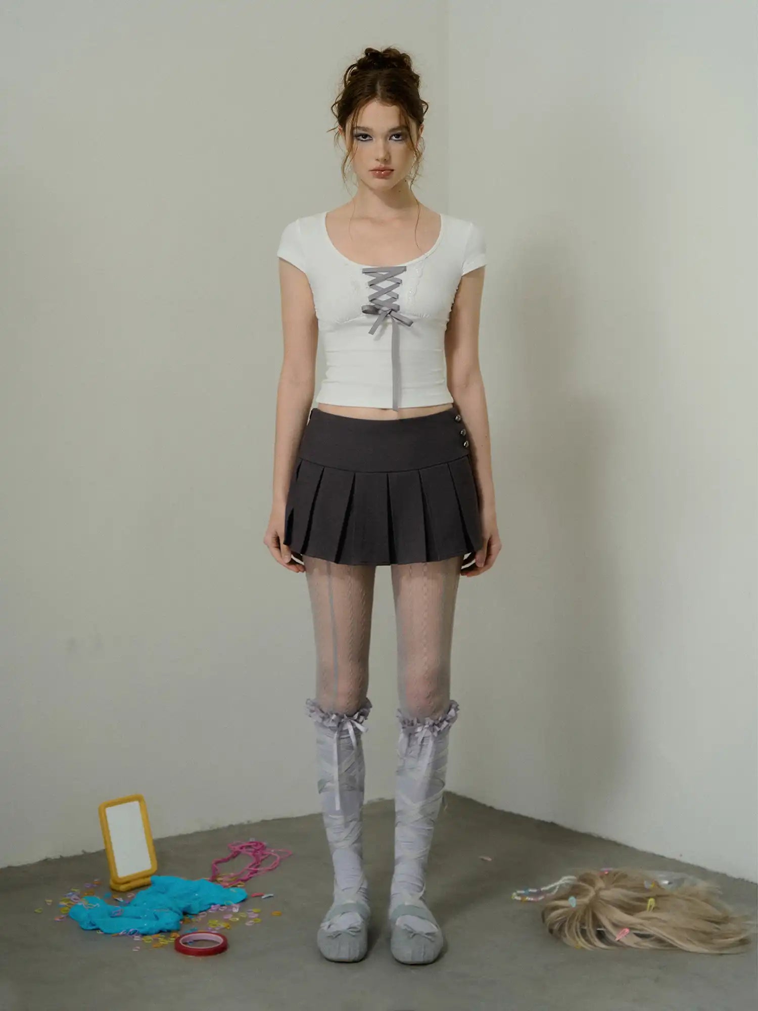 Deleteex Balletcore Tie Front Cropped Baby Tee | Canton Collective