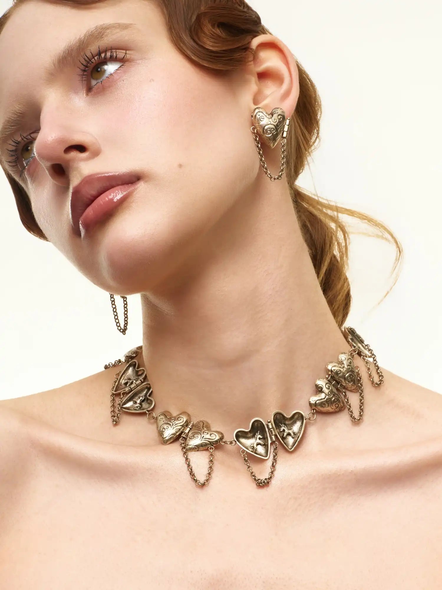 1Jinn M2M Baroque Scroll Heart Locket Choker Necklace | Canton Collective
