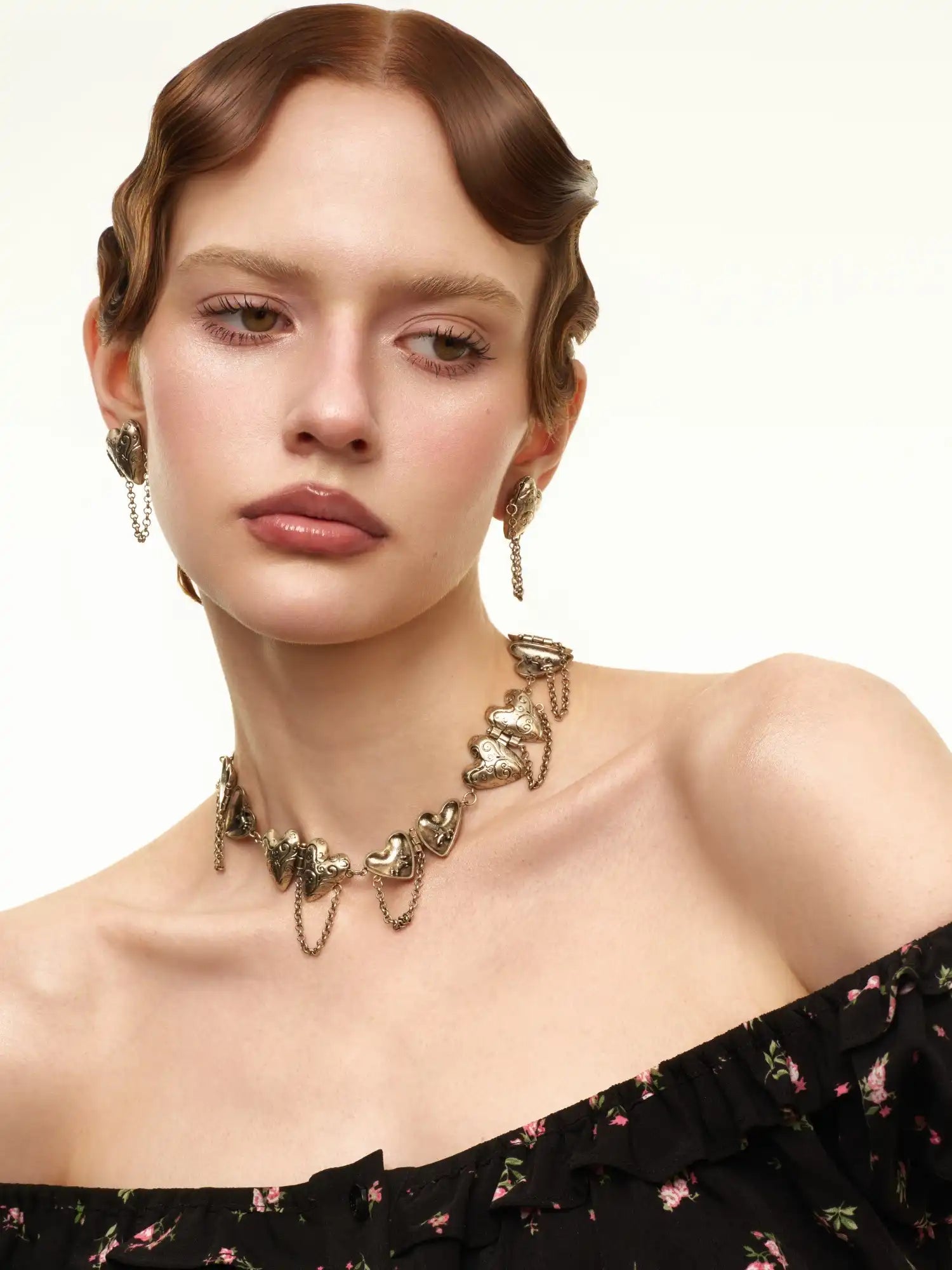 1Jinn M2M Baroque Scroll Heart Locket Choker Necklace | Canton Collective