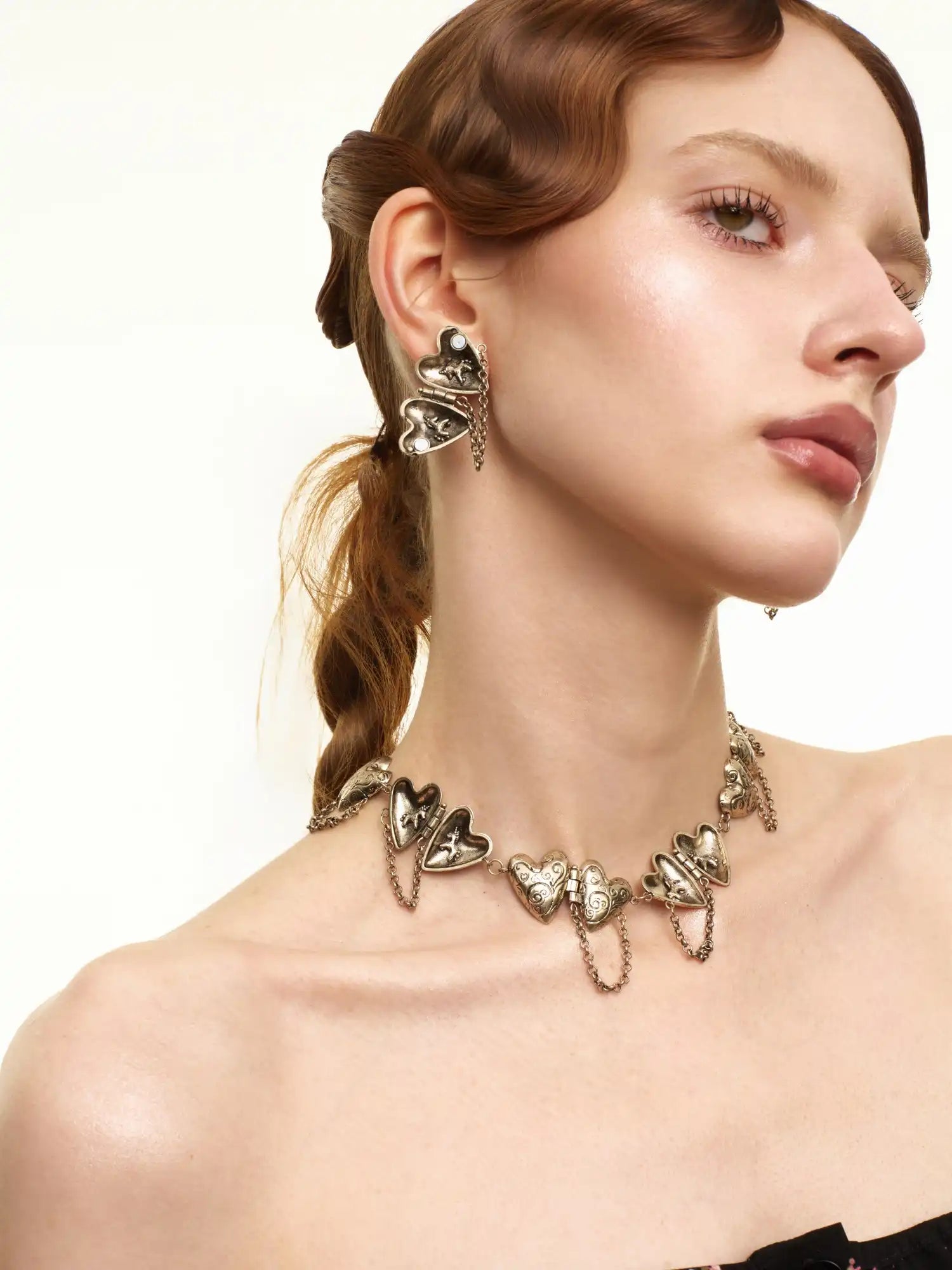 1Jinn M2M Baroque Scroll Heart Locket Choker Necklace | Canton Collective