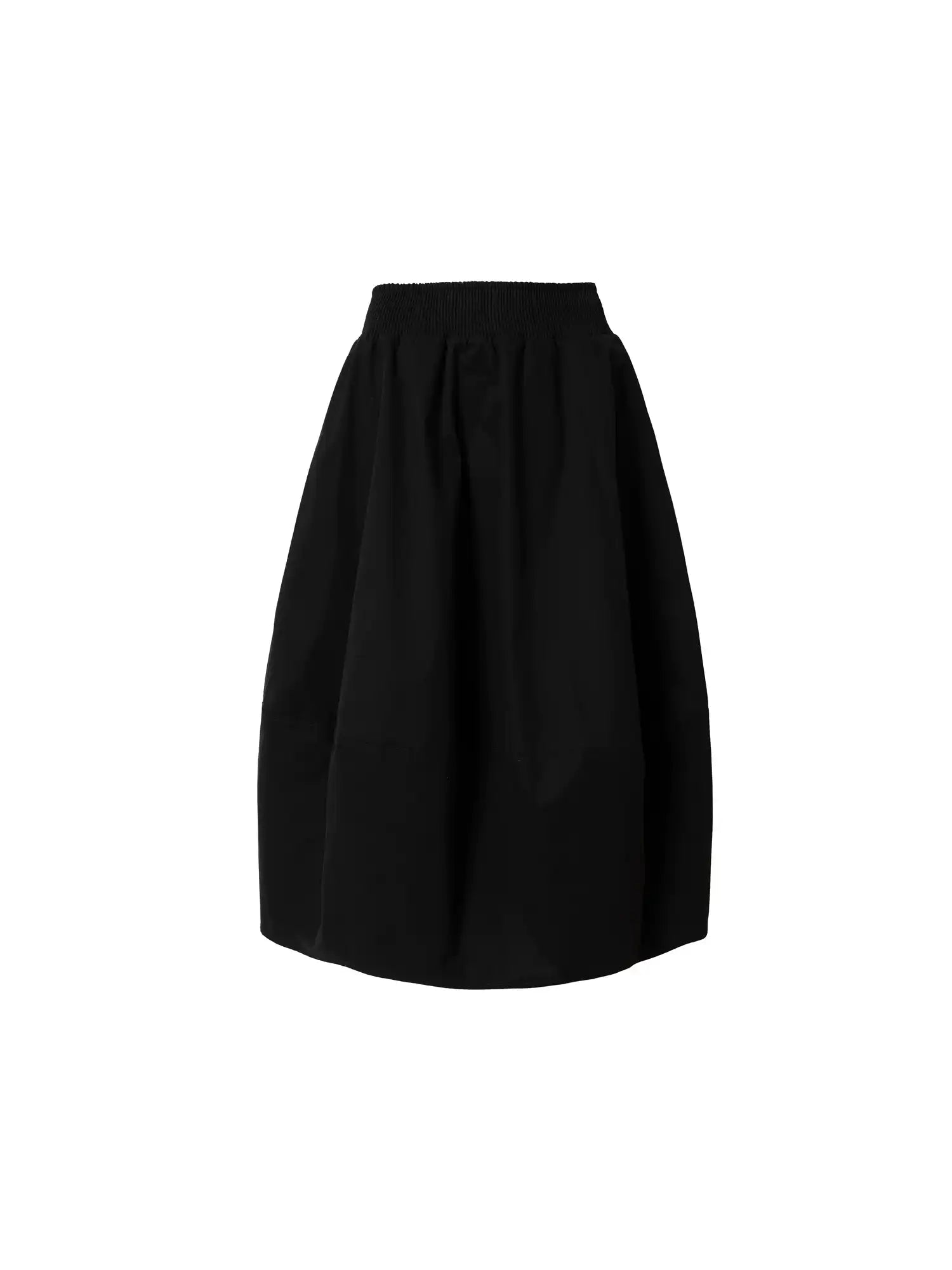 Muse Naps Basic Black Ruched Balloon Midi Skirt | Canton Collective