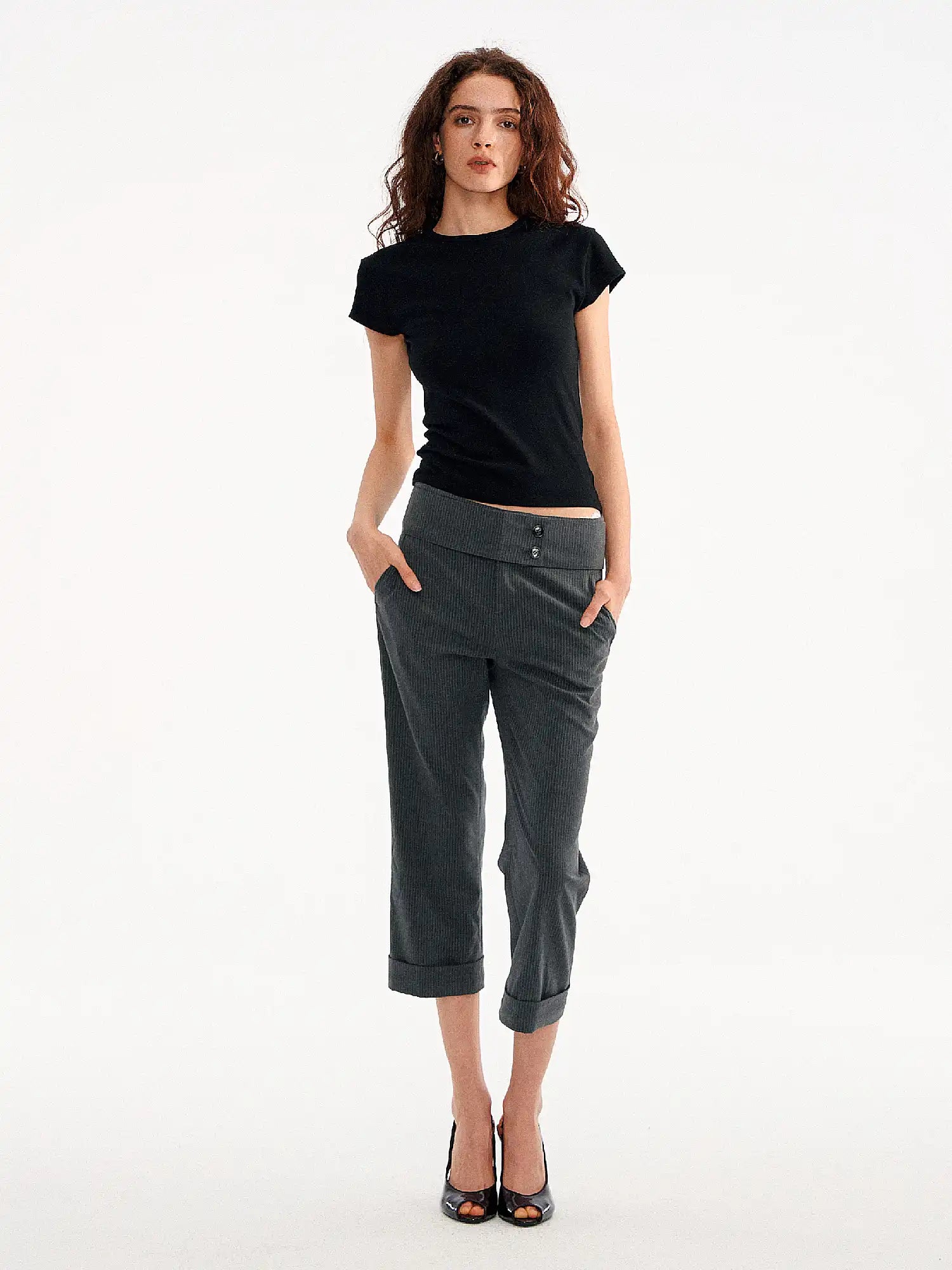 Basic Brushed Fitted Cropped T Shirt