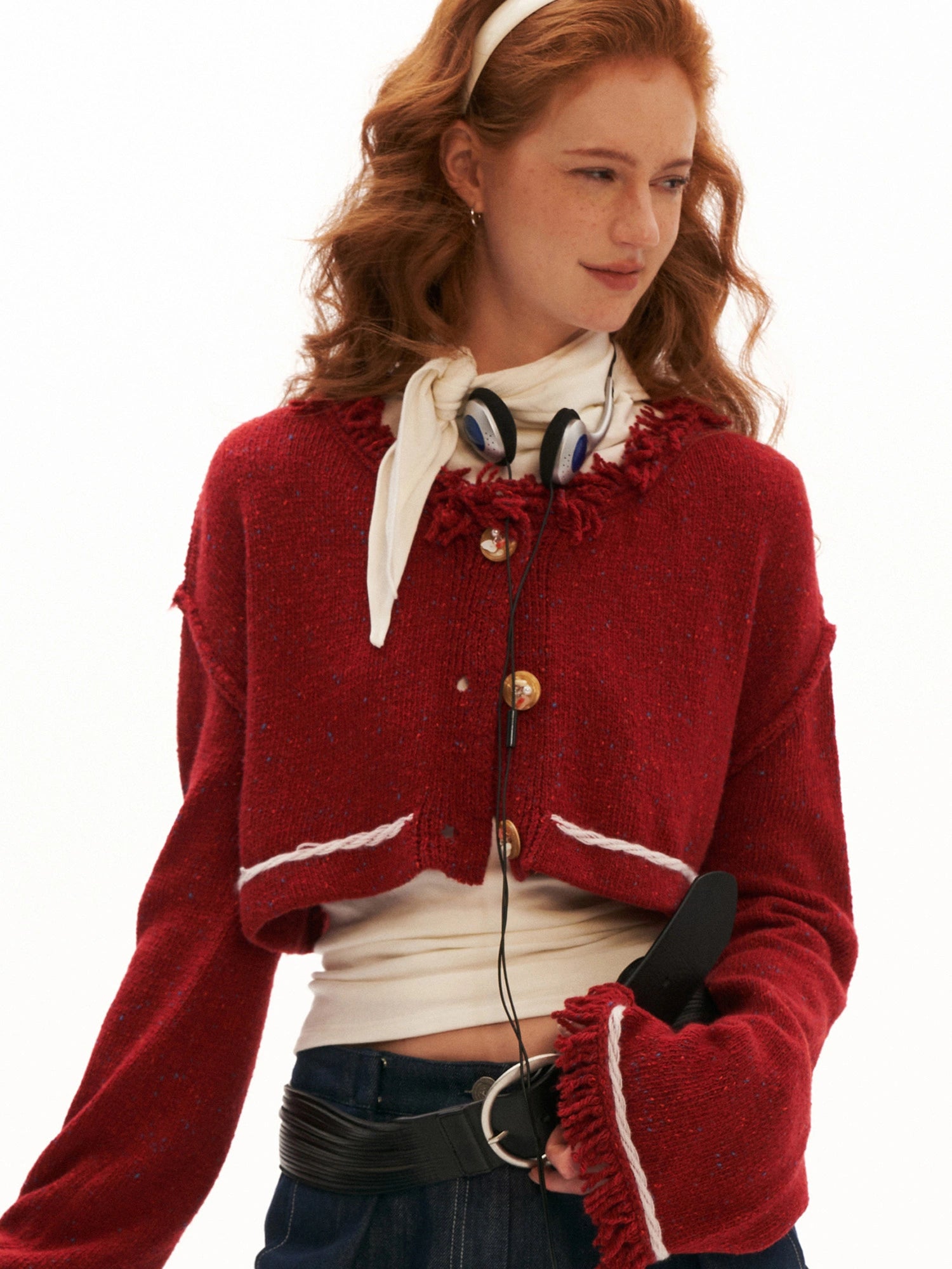 MAMC Bell Sleeve Cropped Fringe Cardigan Sweater | Canton Collective
