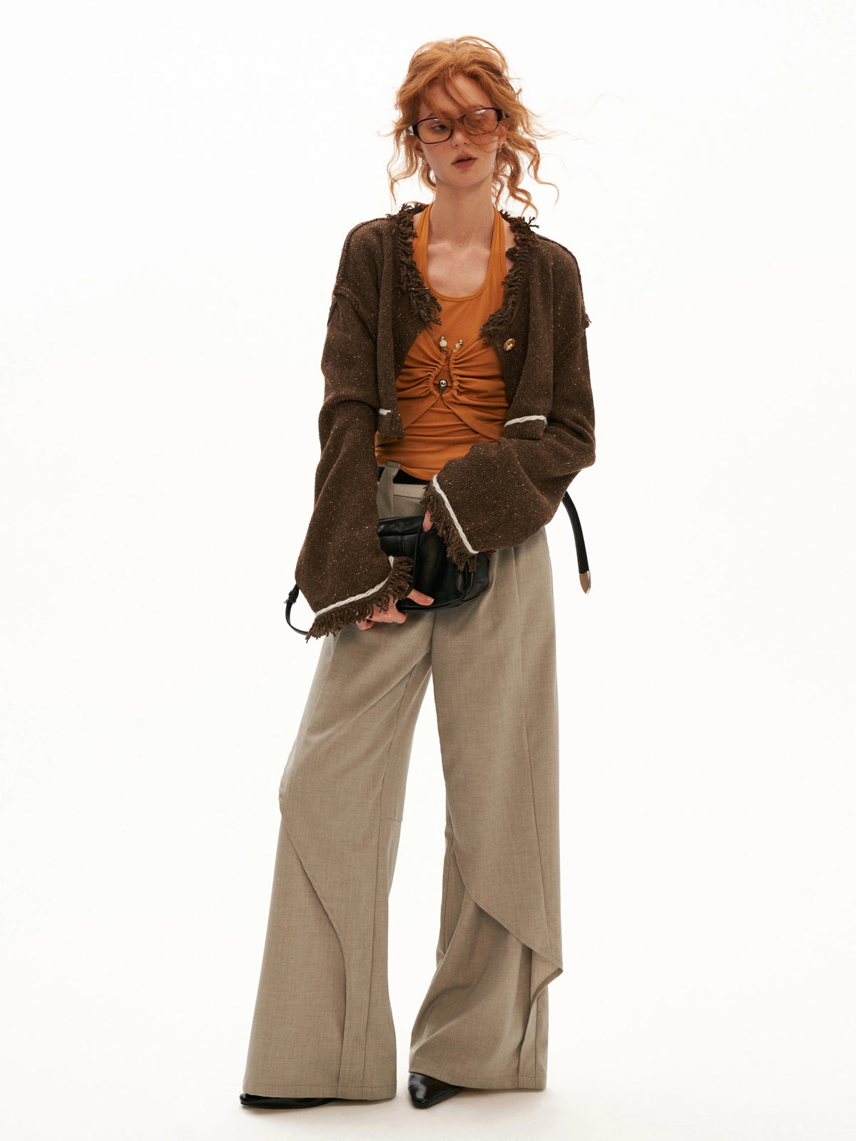 MAMC Bell Sleeve Cropped Fringe Cardigan Sweater | Canton Collective