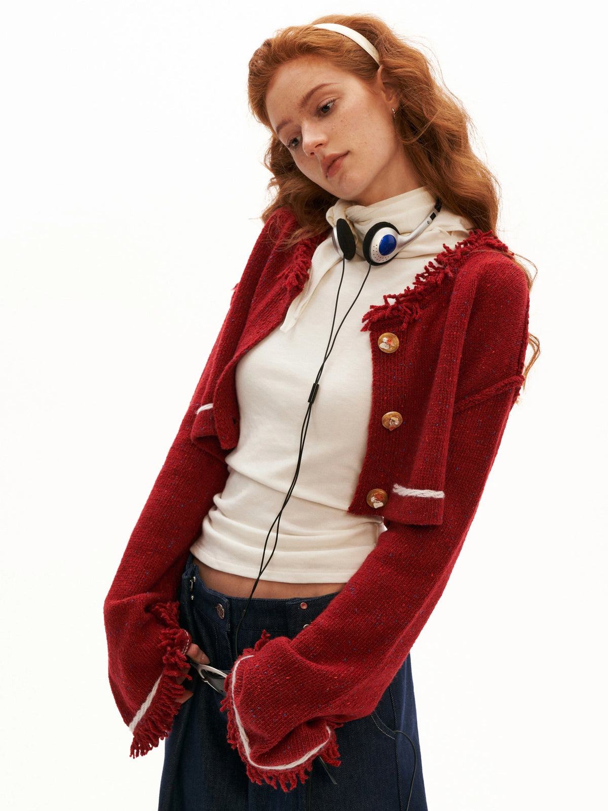 MAMC Bell Sleeve Cropped Fringe Cardigan Sweater | Canton Collective