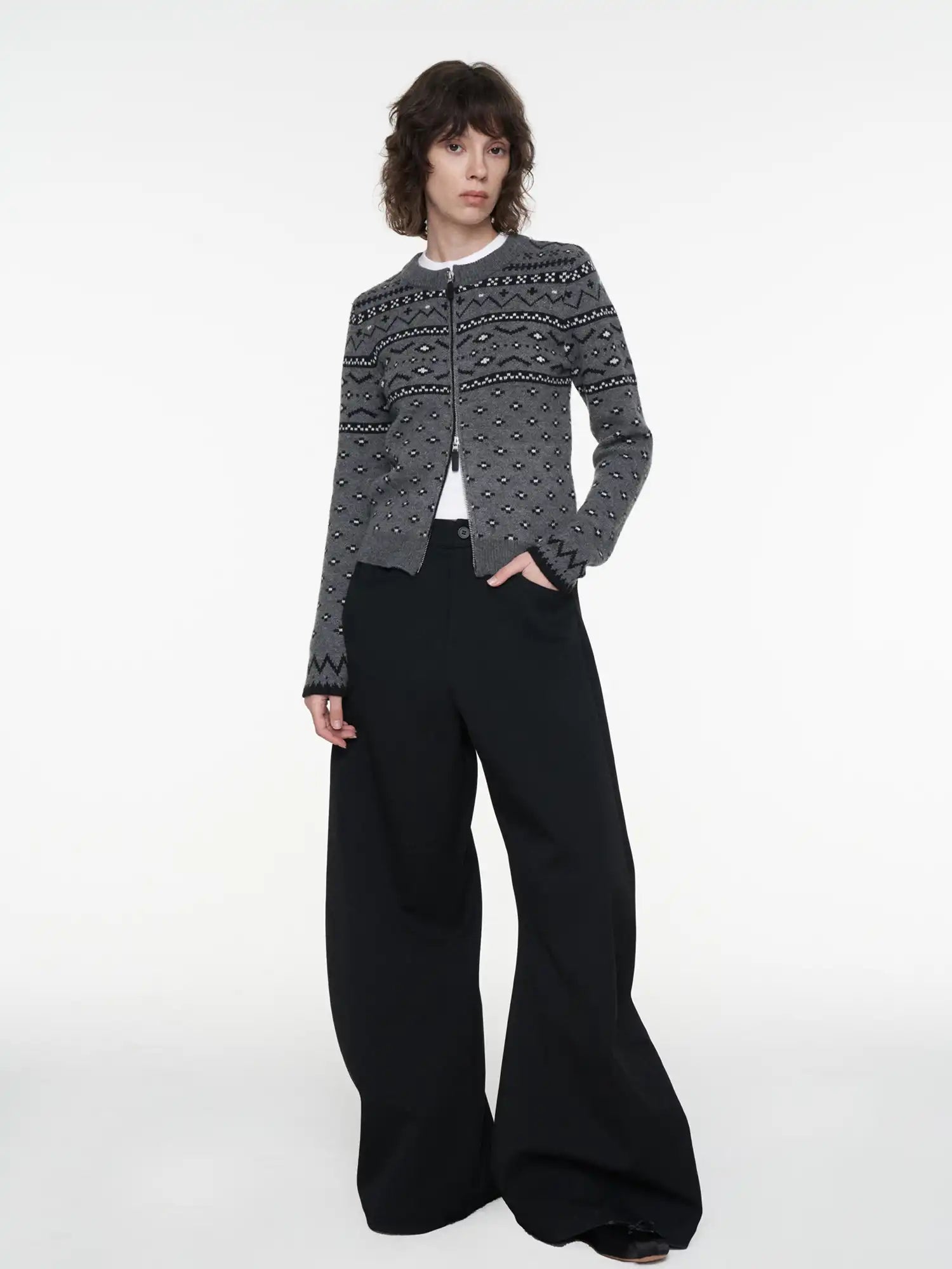 FIRST FLOOR Black Draped Low-Waist Wide-Leg Pants | Canton Collective