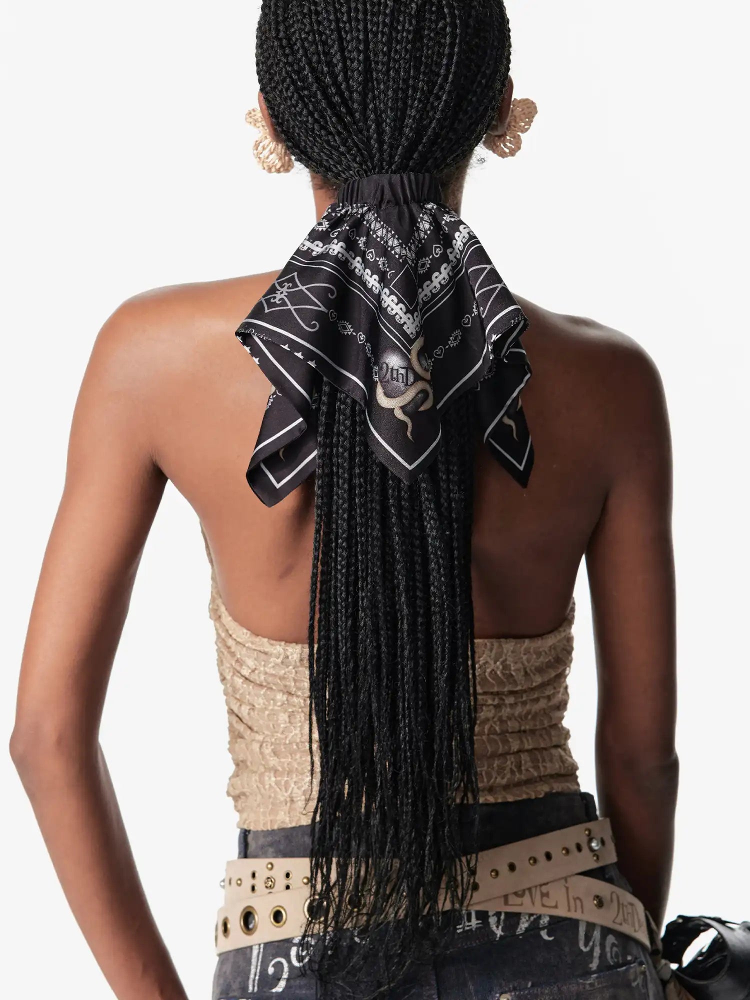 2th Desire Black Vintage Scarf Hair Scrunchie | Canton Collective