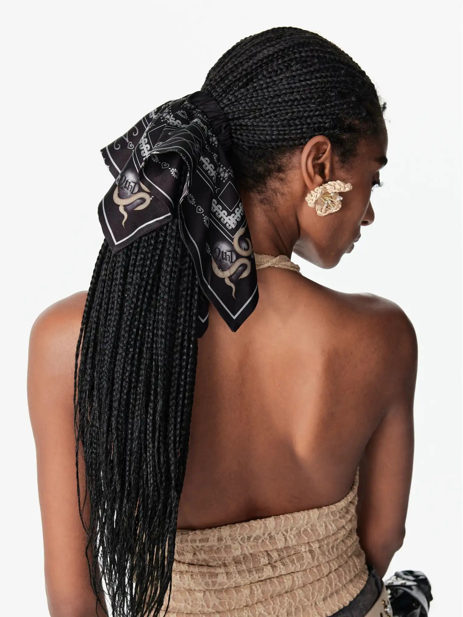 2th Desire Black Vintage Scarf Hair Scrunchie | Canton Collective