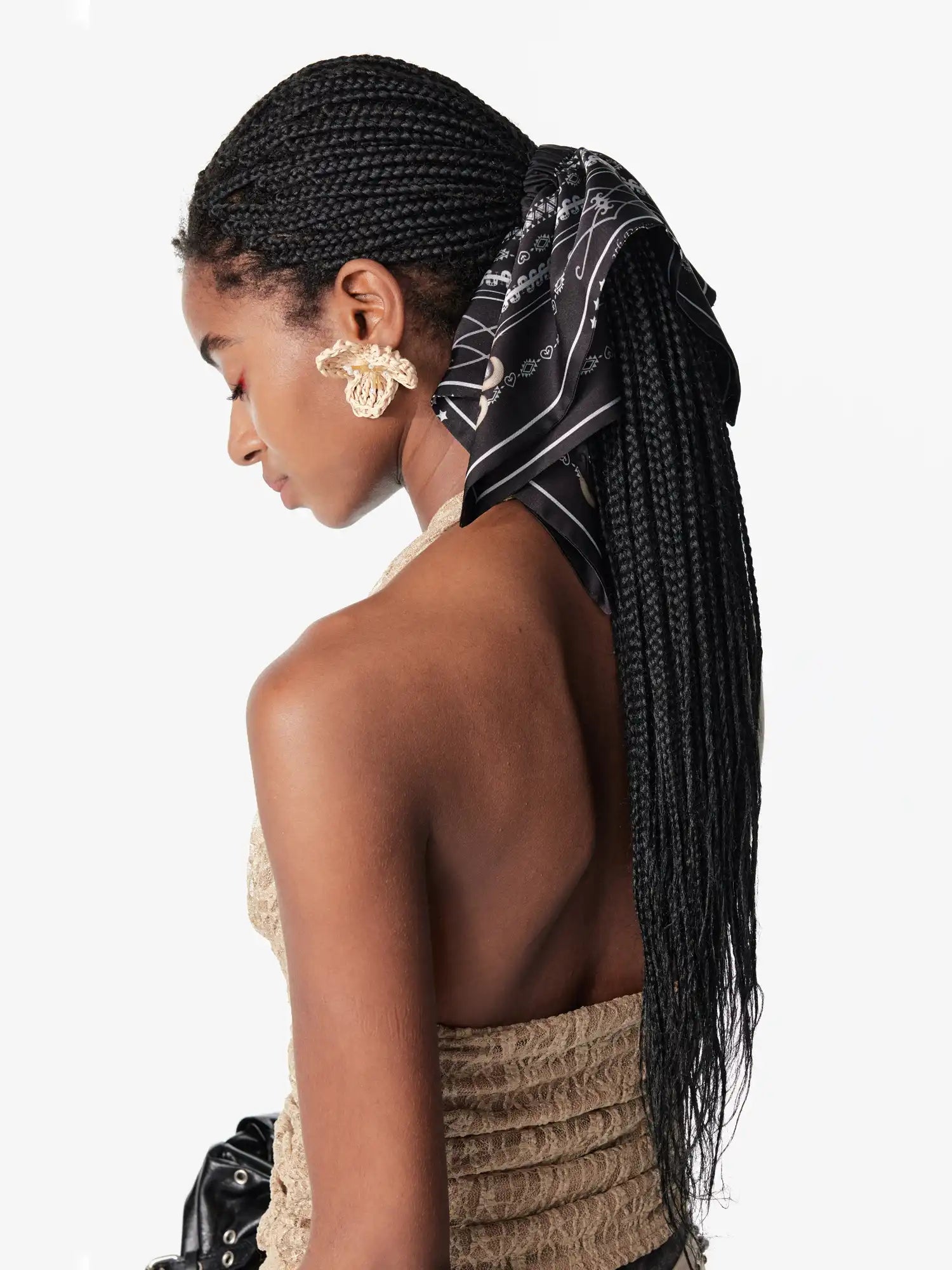2th Desire Black Vintage Scarf Hair Scrunchie | Canton Collective