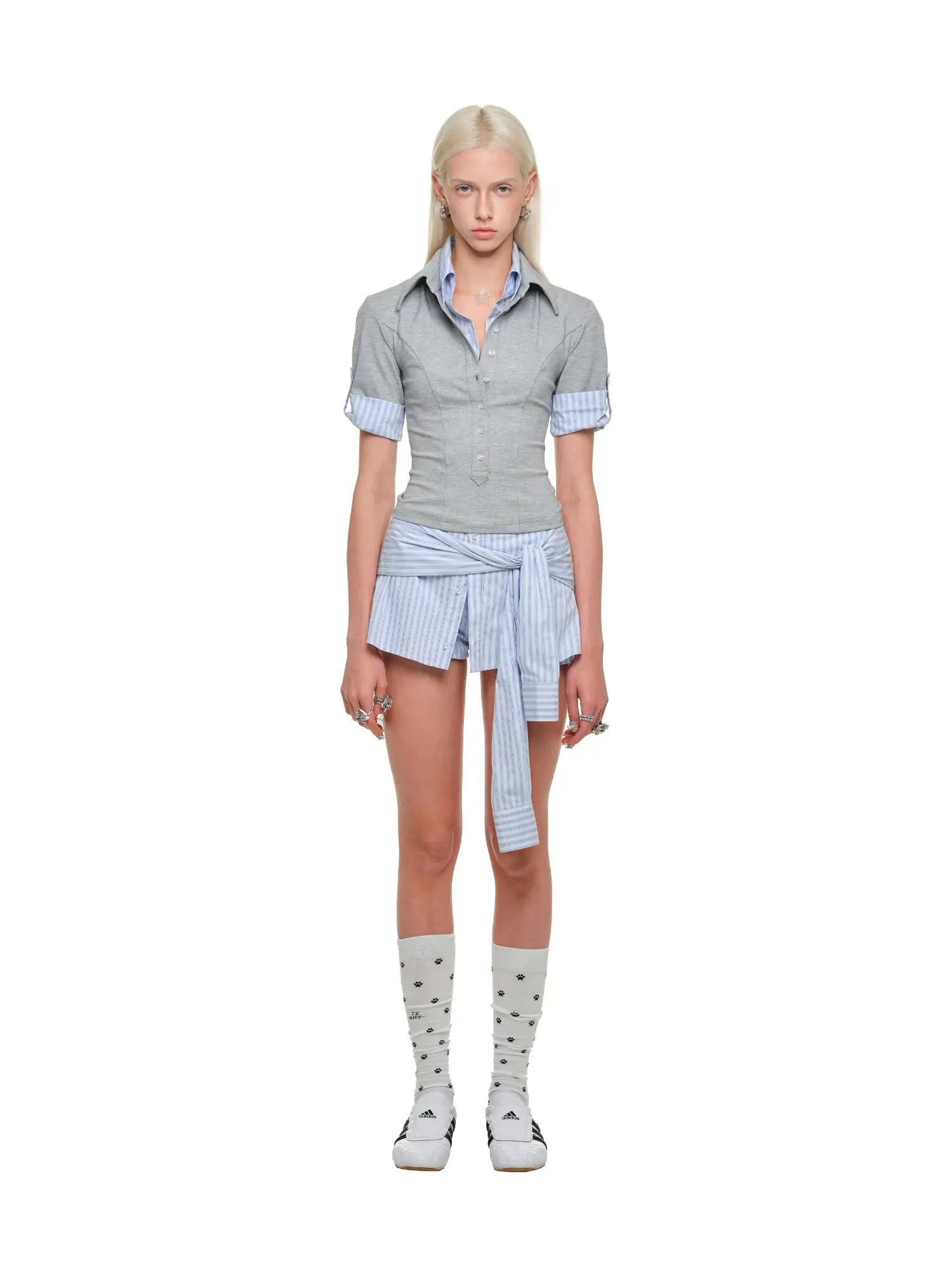 1Jinn Studio Blokette Style Layered Polo Collar Crop Tops | Canton Collective