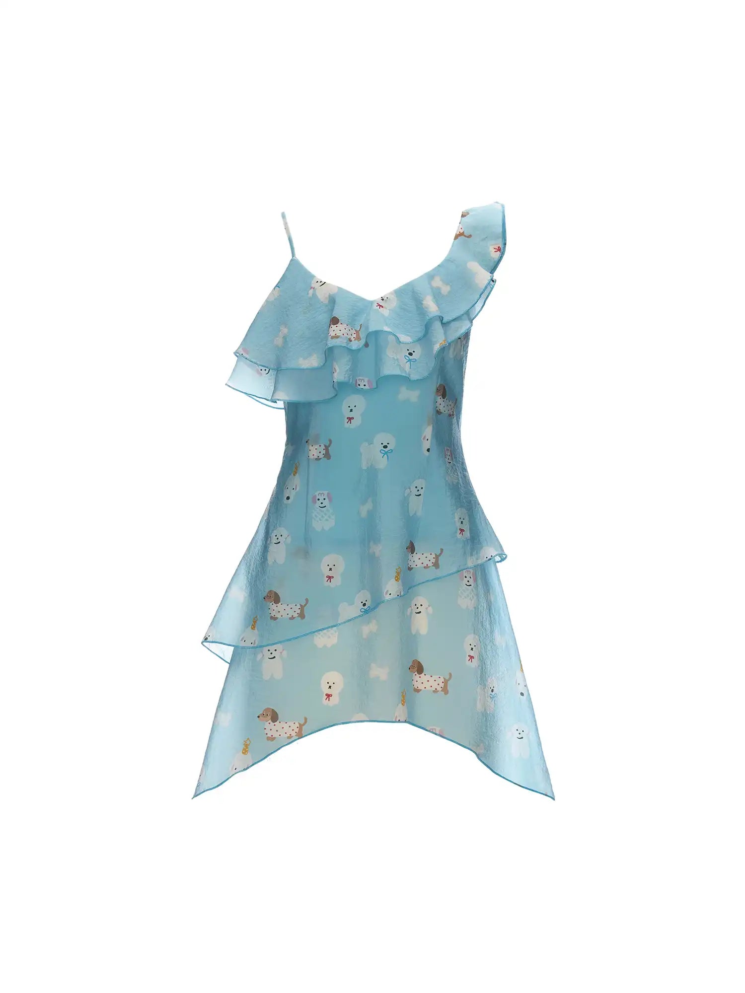 MAMC Blue Puppy Chiffon Ruffle Cami Top | Canton Collective