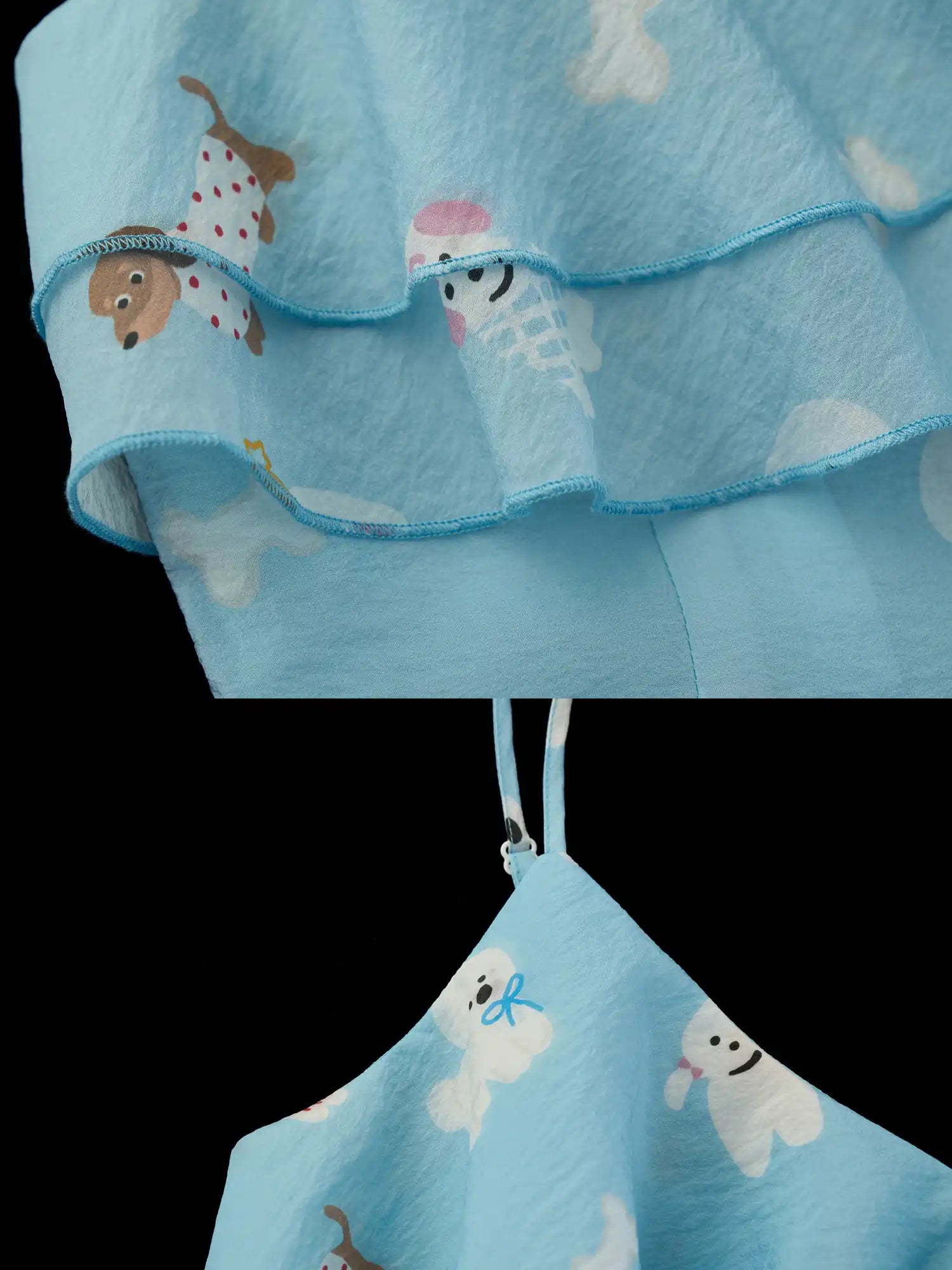 MAMC Blue Puppy Chiffon Ruffle Cami Top | Canton Collective