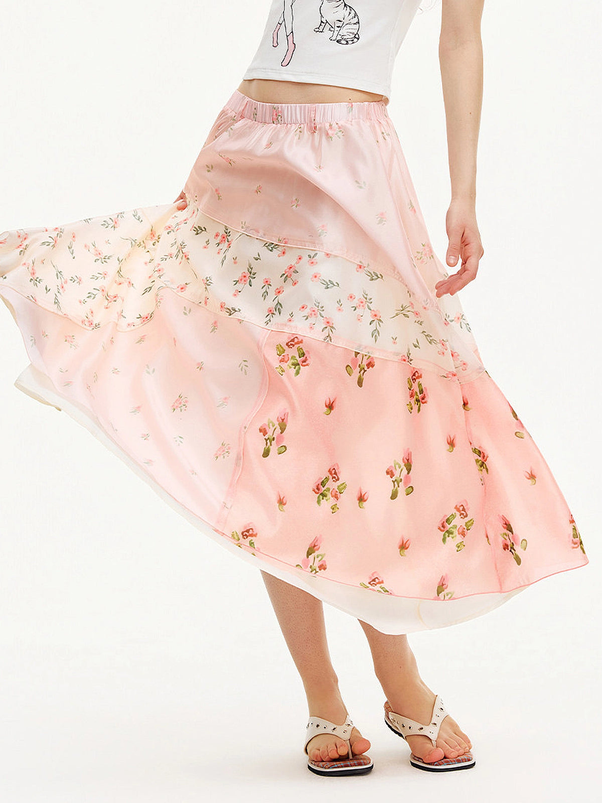 Outtheblue Patchwork Ditsy Floral Midi Skirt | Canton Collective
