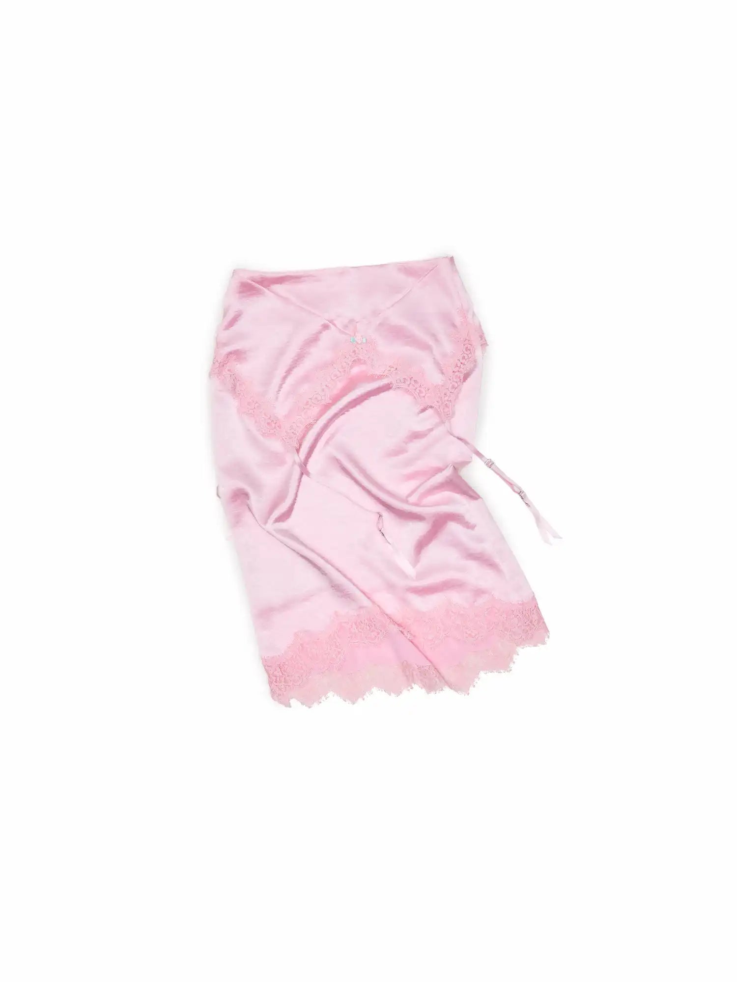 1Jinn Studio Bodycon Satin Lace Trim Midi Skirt | Canton Collective