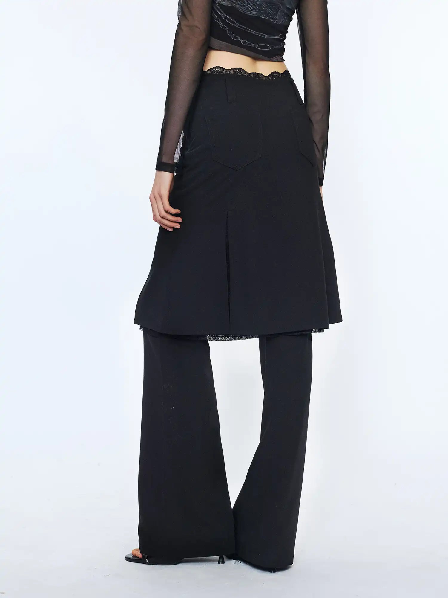 2th Desire Bow Waist Fishtail Lace Deconstruct Double Skirt Pants | Canton Collective