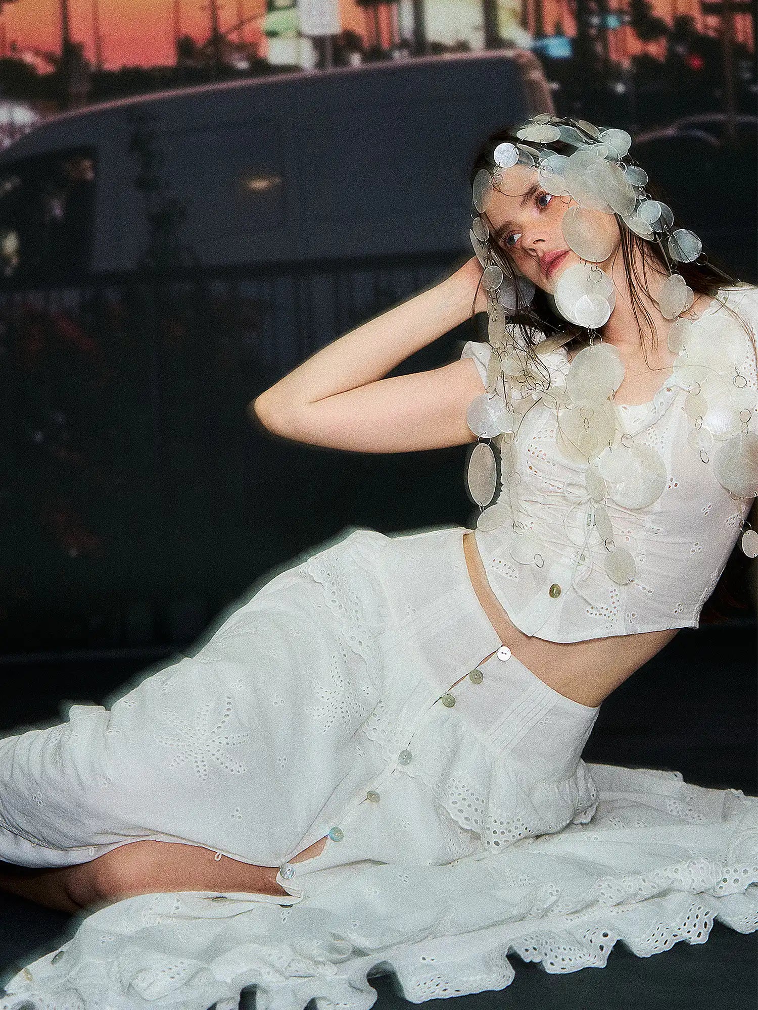 Deleteex Broderie Anglaise Tiered Maxi Skirt | Canton Collective