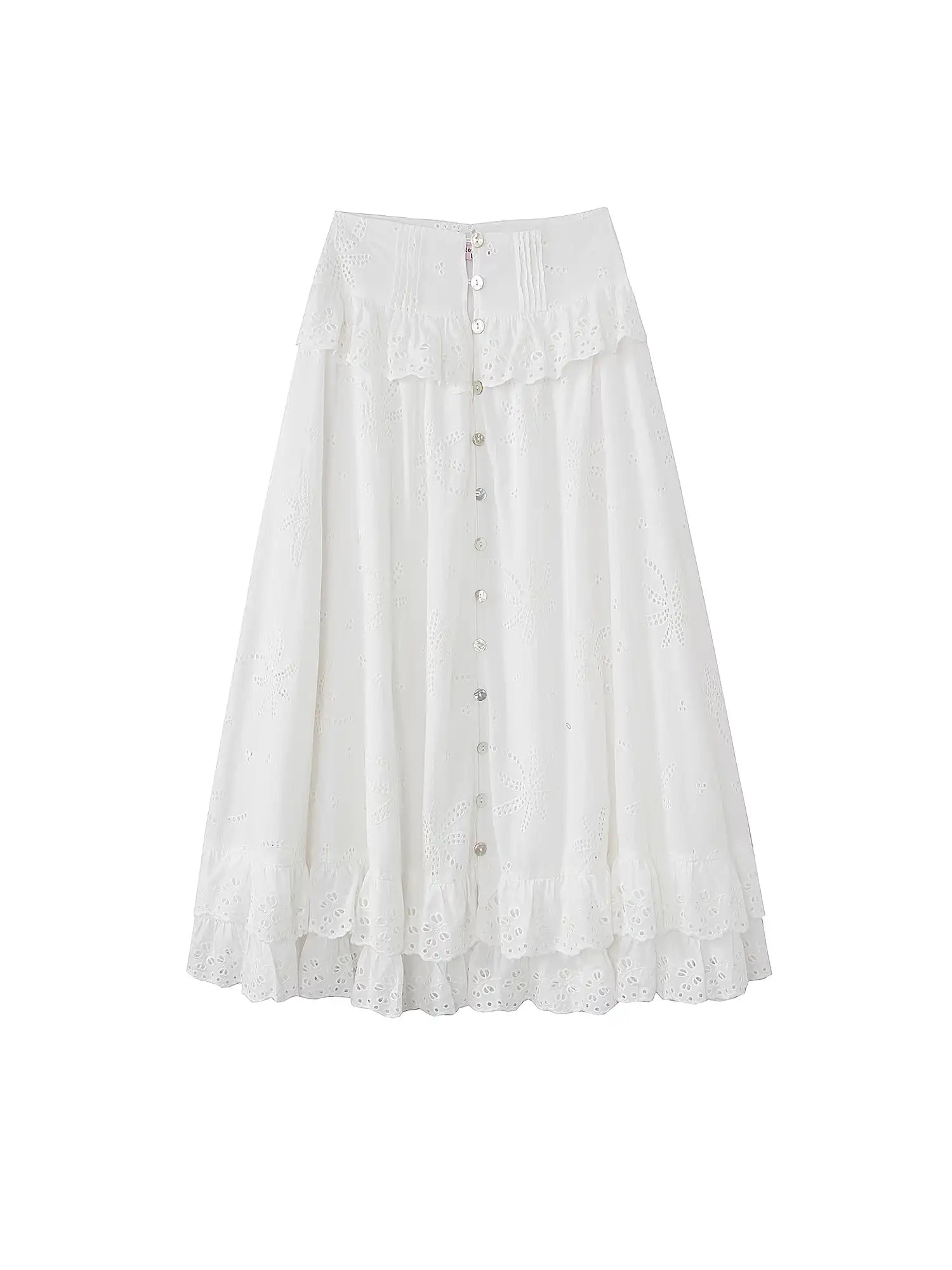 Deleteex Broderie Anglaise Tiered Maxi Skirt | Canton Collective