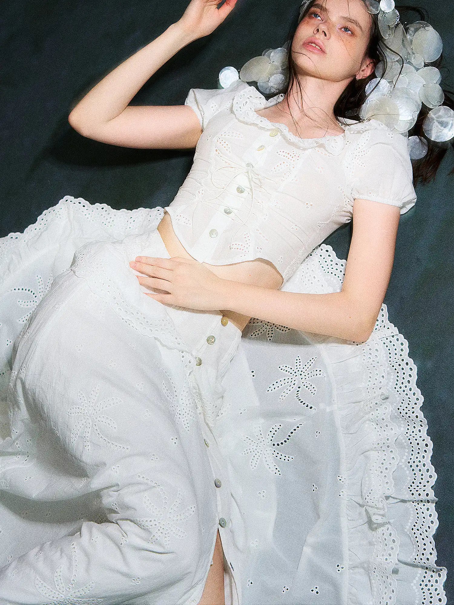Deleteex Broderie Anglaise Tiered Maxi Skirt | Canton Collective