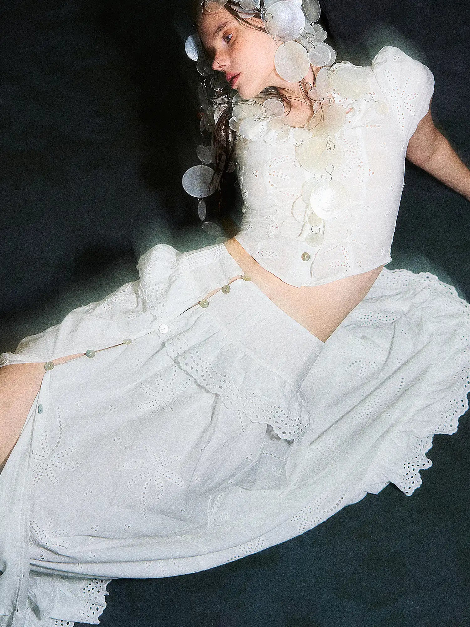 Deleteex Broderie Anglaise Tiered Maxi Skirt | Canton Collective