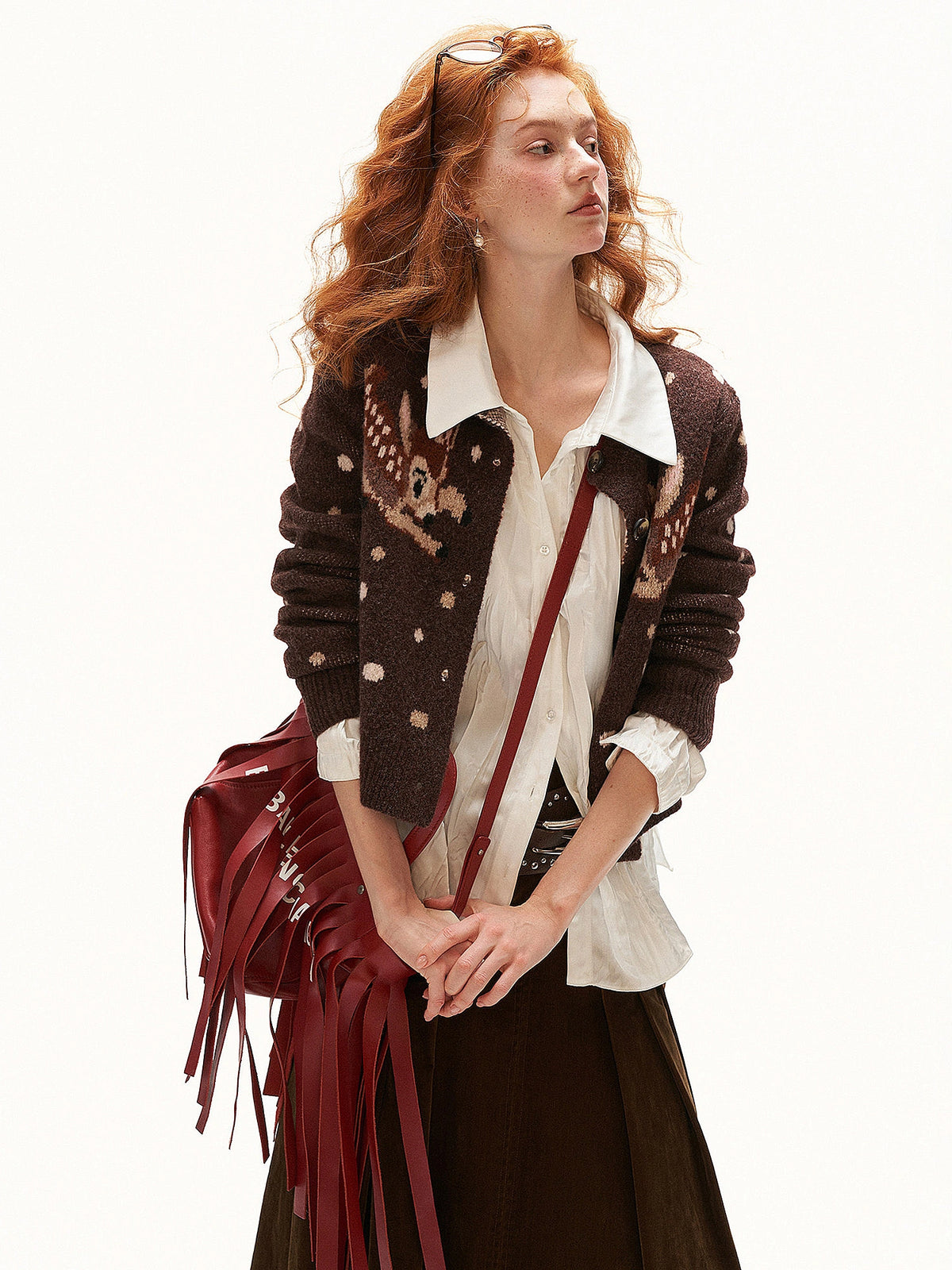 MAMC Brown Deer Pattern Knit Cardigan | Canton Collective