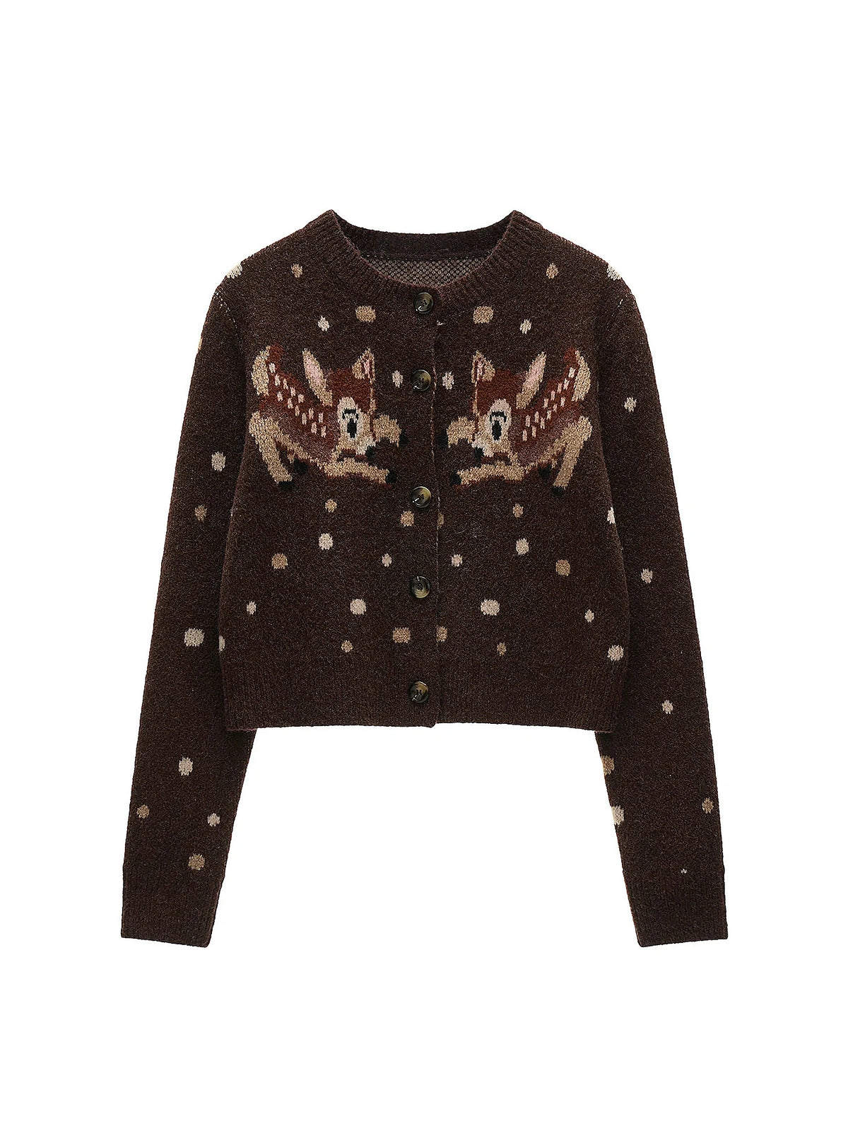 MAMC Brown Deer Print Knit Cardigan | Canton Collective