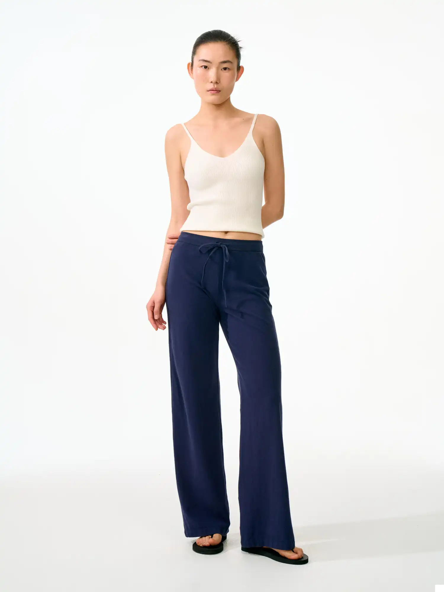 FirstFloor Brushed Cotton Slouchy Straight-Leg Fit Trousers | Canton Collective