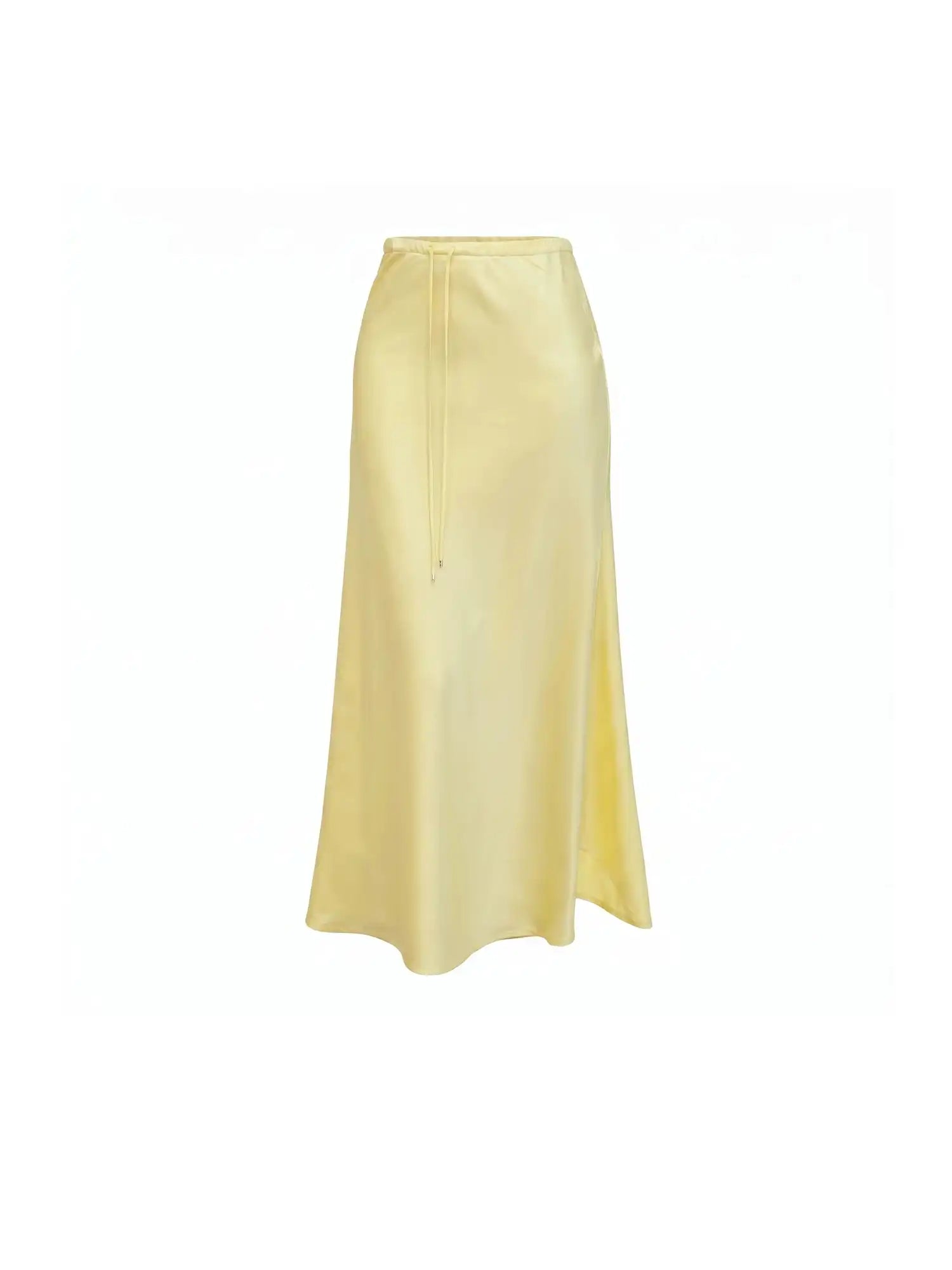 Muse Naps Butter Yellow Satin Fishtail Maxi Skirt | Canton Collective
