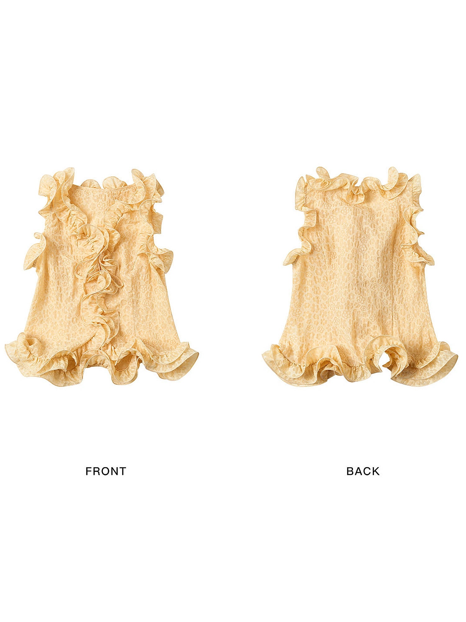 Outtheblue Butter Yellow Textured Floral Ruffle Sleeveless Top | Canton Collective