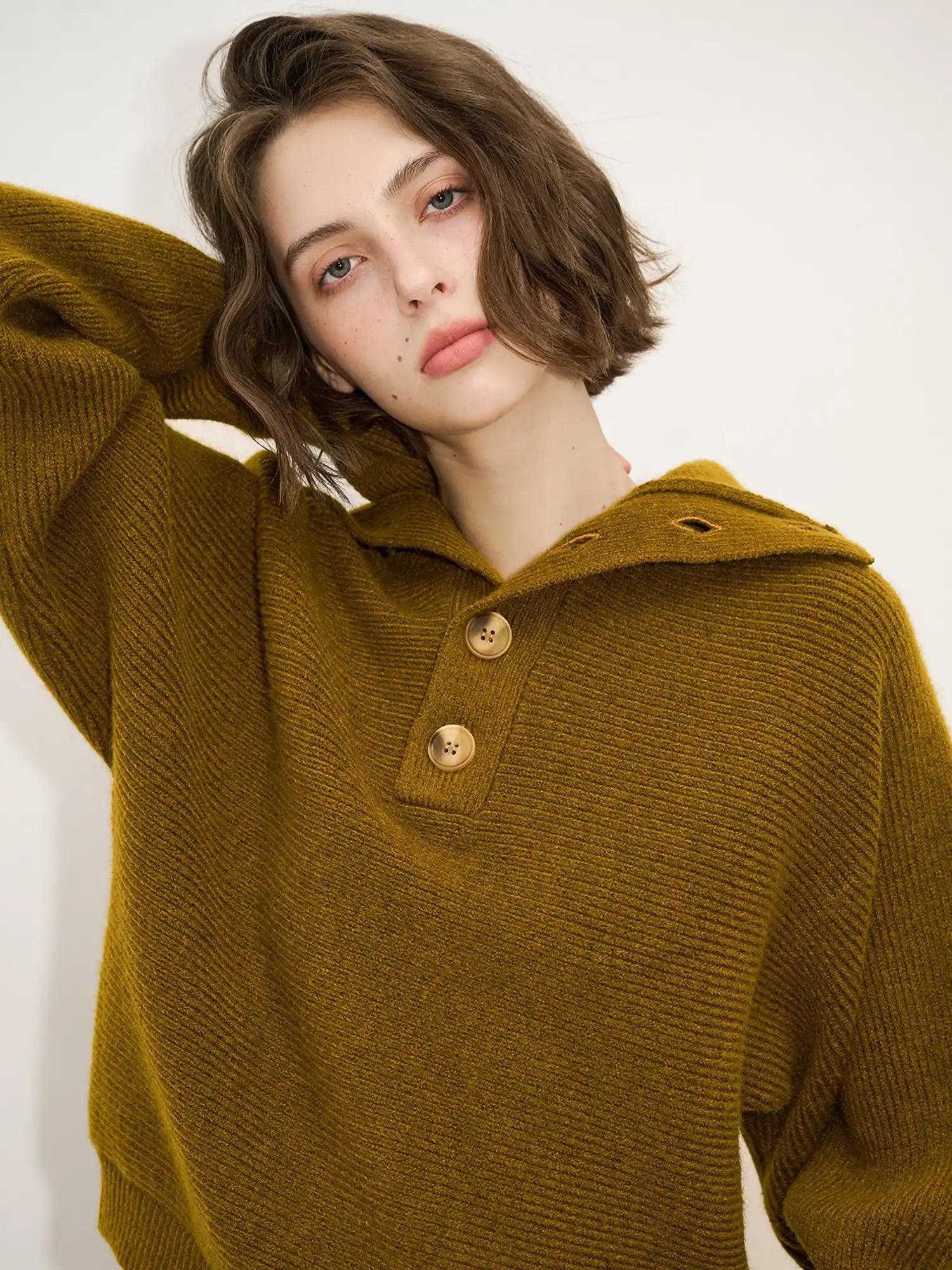Button Front Oversized Collared Sweater