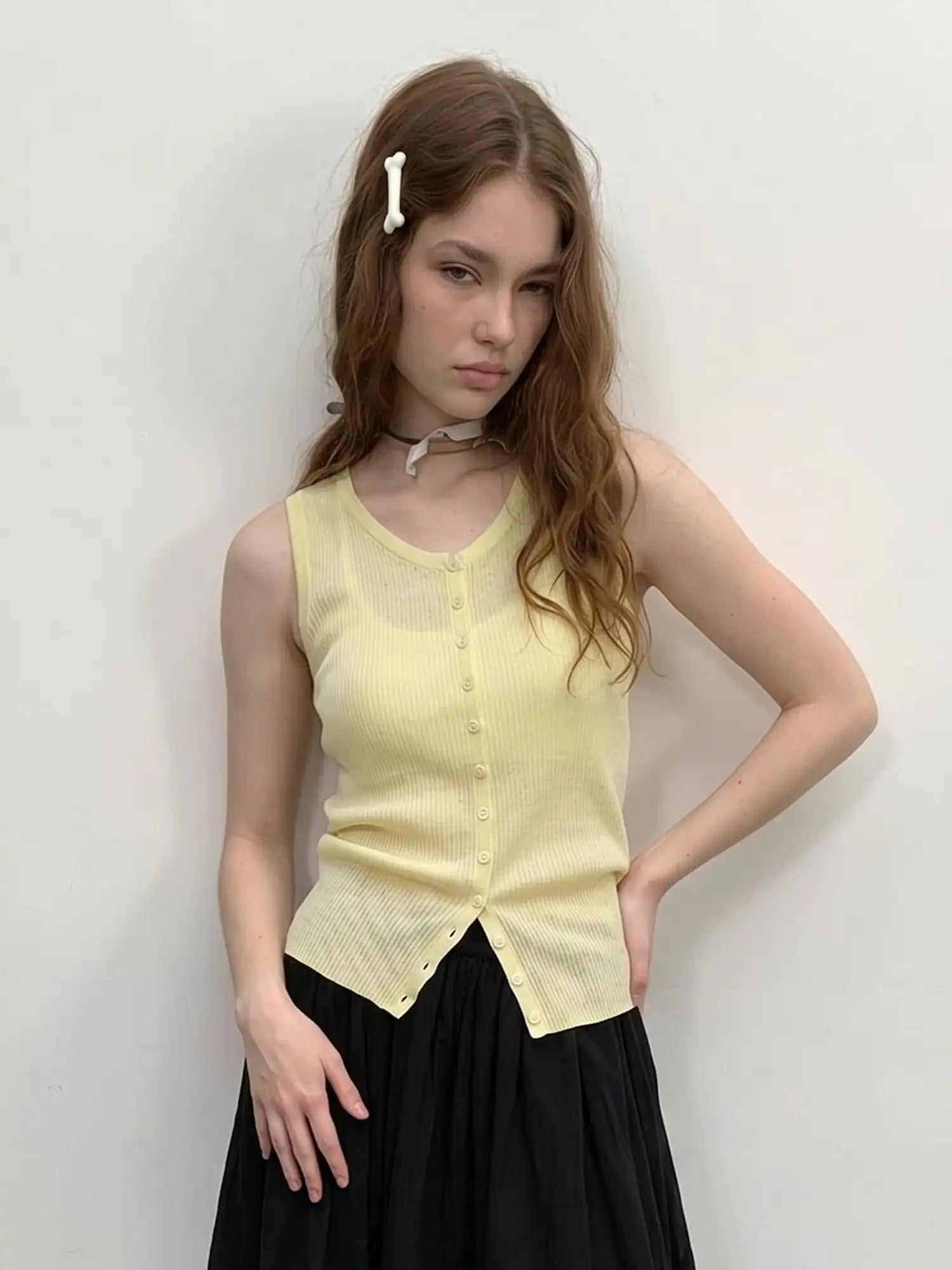 CantonCollective Design Button Front Ribbed Knit Tank Top | Canton Collective