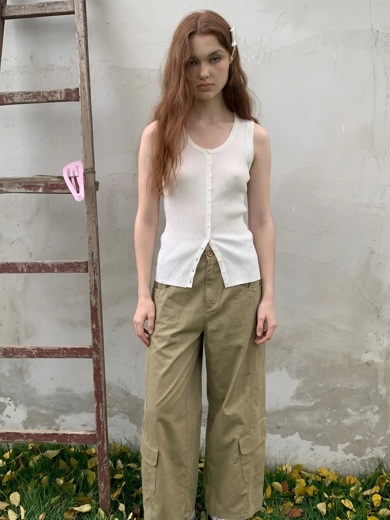 CantonCollective Design Button Front Ribbed Knit Tank Top | Canton Collective